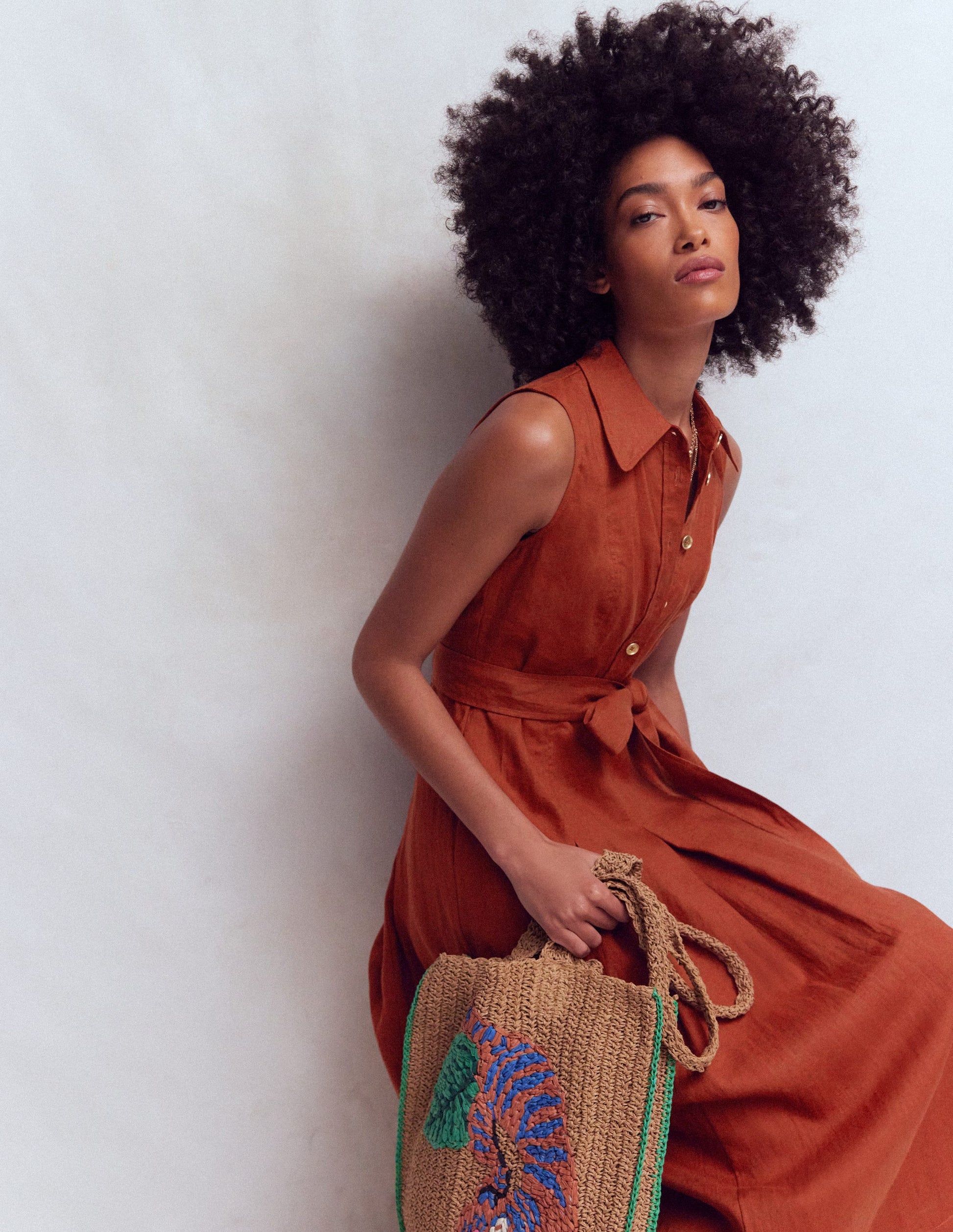 Boden Women's Belinda Linen Shirt Dress in Brown | Size 2 Boden Women's Belinda Linen Shirt Dress in Brown | Size 2