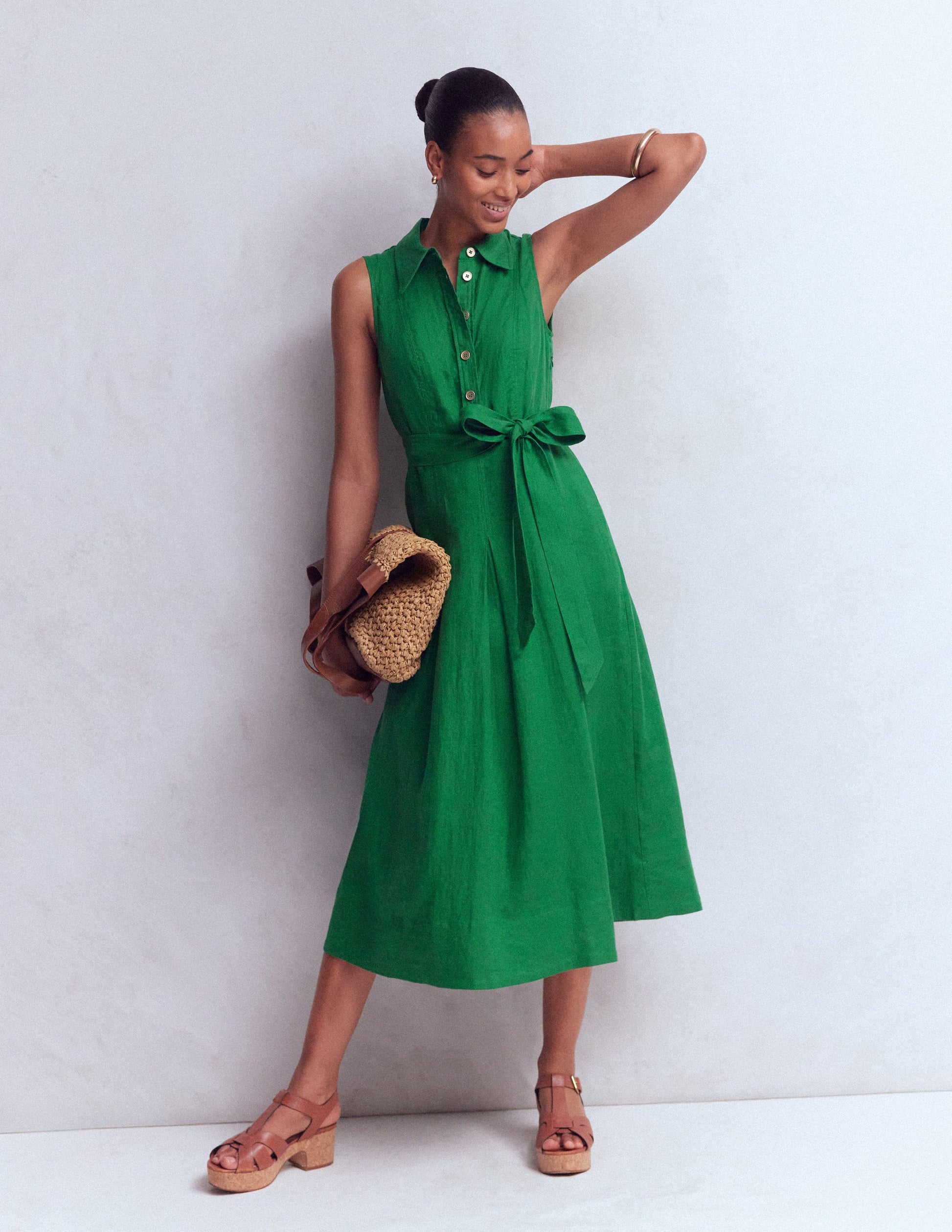 Belinda Linen Shirt Dress-Fresh Green | Boden USA Belinda Linen Shirt Dress-Fresh Green | Boden USA