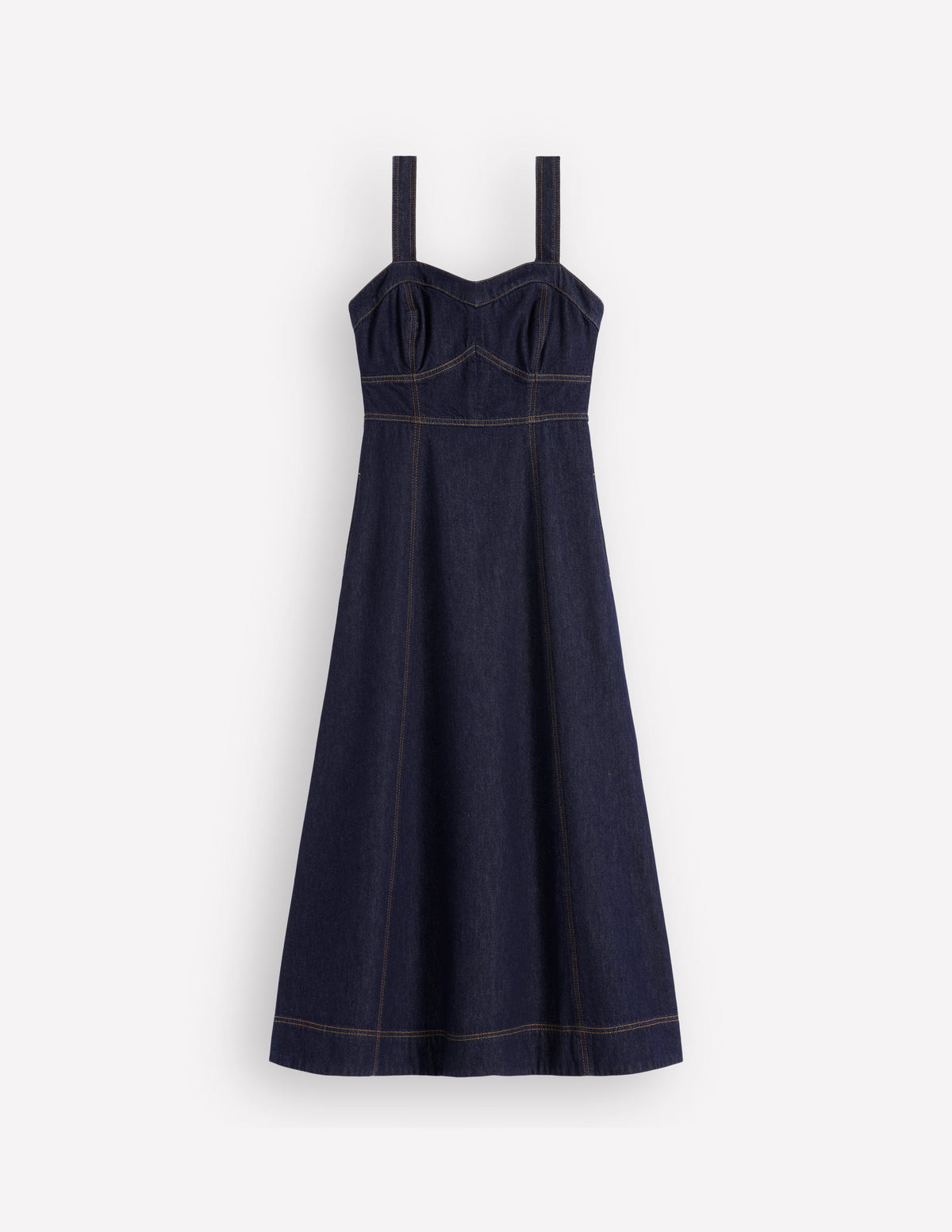 Panelled Bodice Denim Dress-Indigo - Image 7