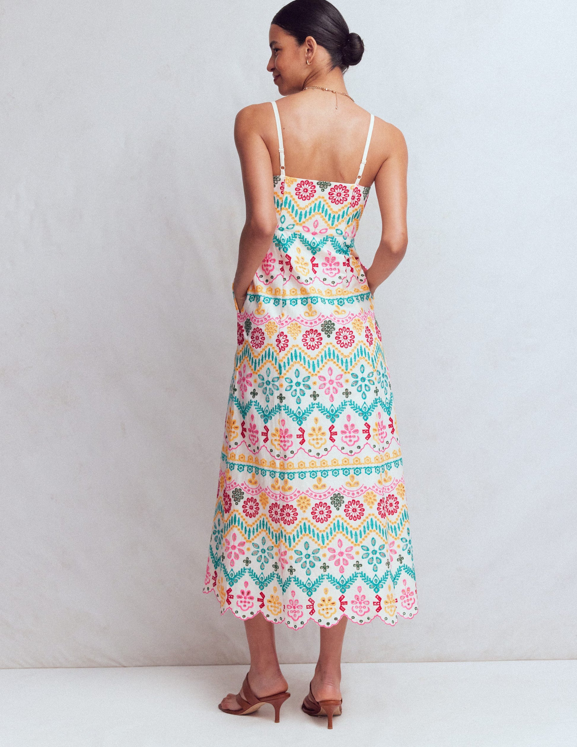 Empire Linen Broderie Dress-Multi Broderie-5