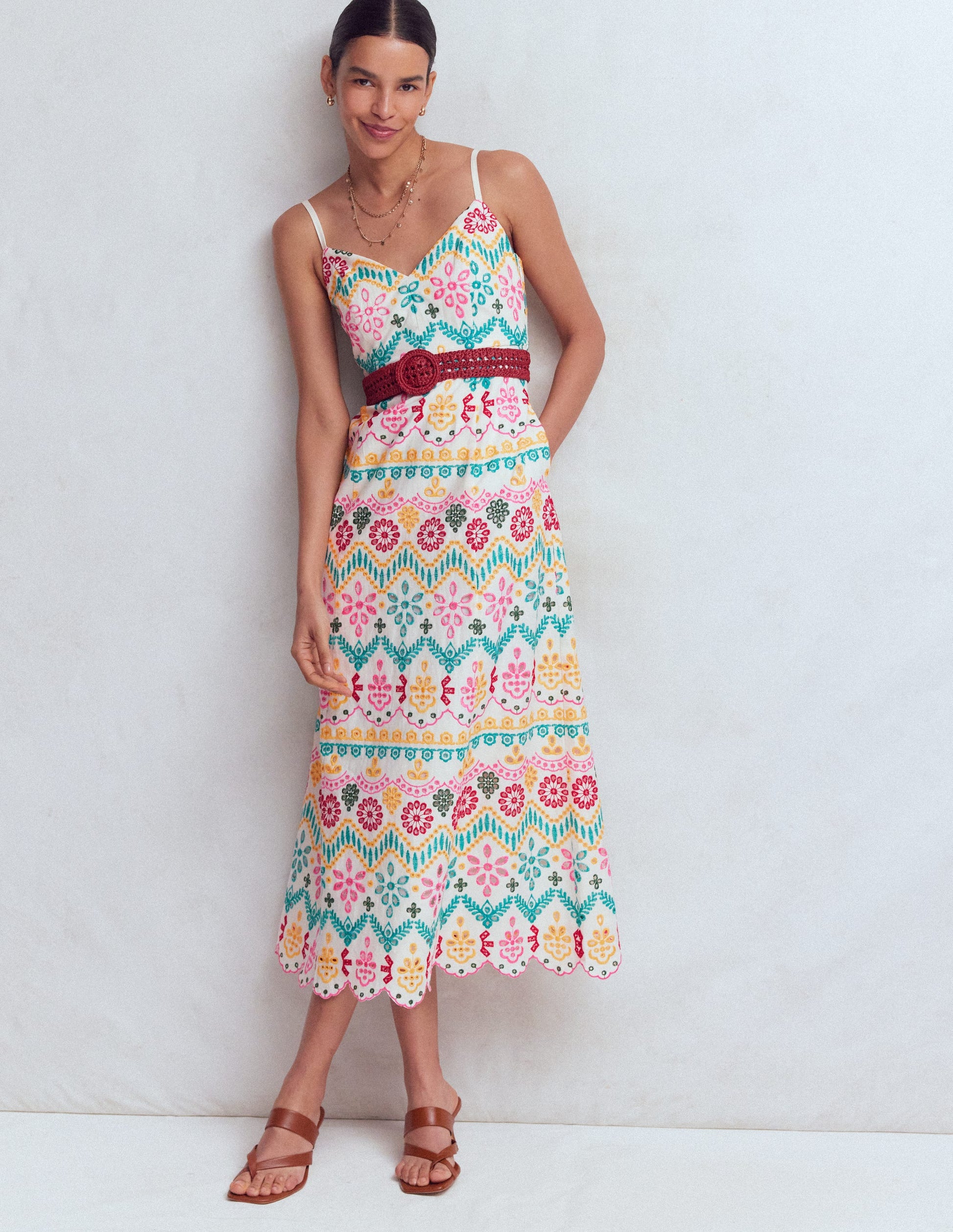 Empire Linen Broderie Dress-Multi Broderie-6