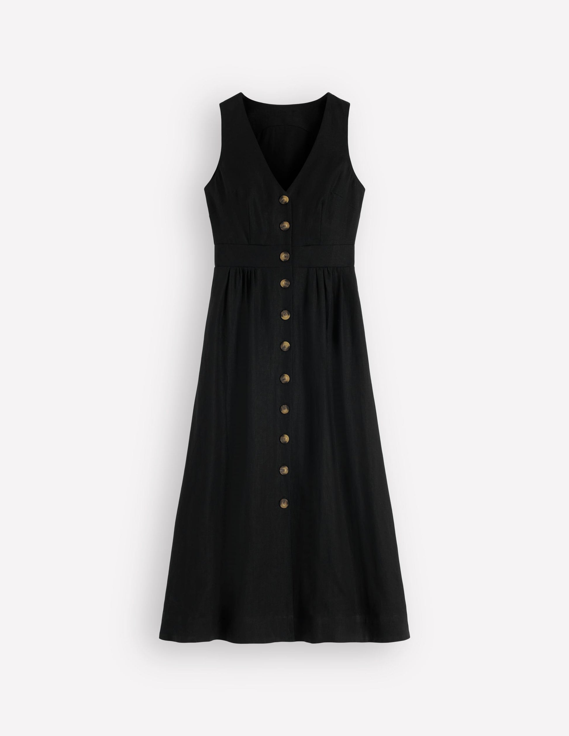 Catherine Button Linen Dress-Black | Boden USA Catherine Button Linen Dress-Black | Boden USA