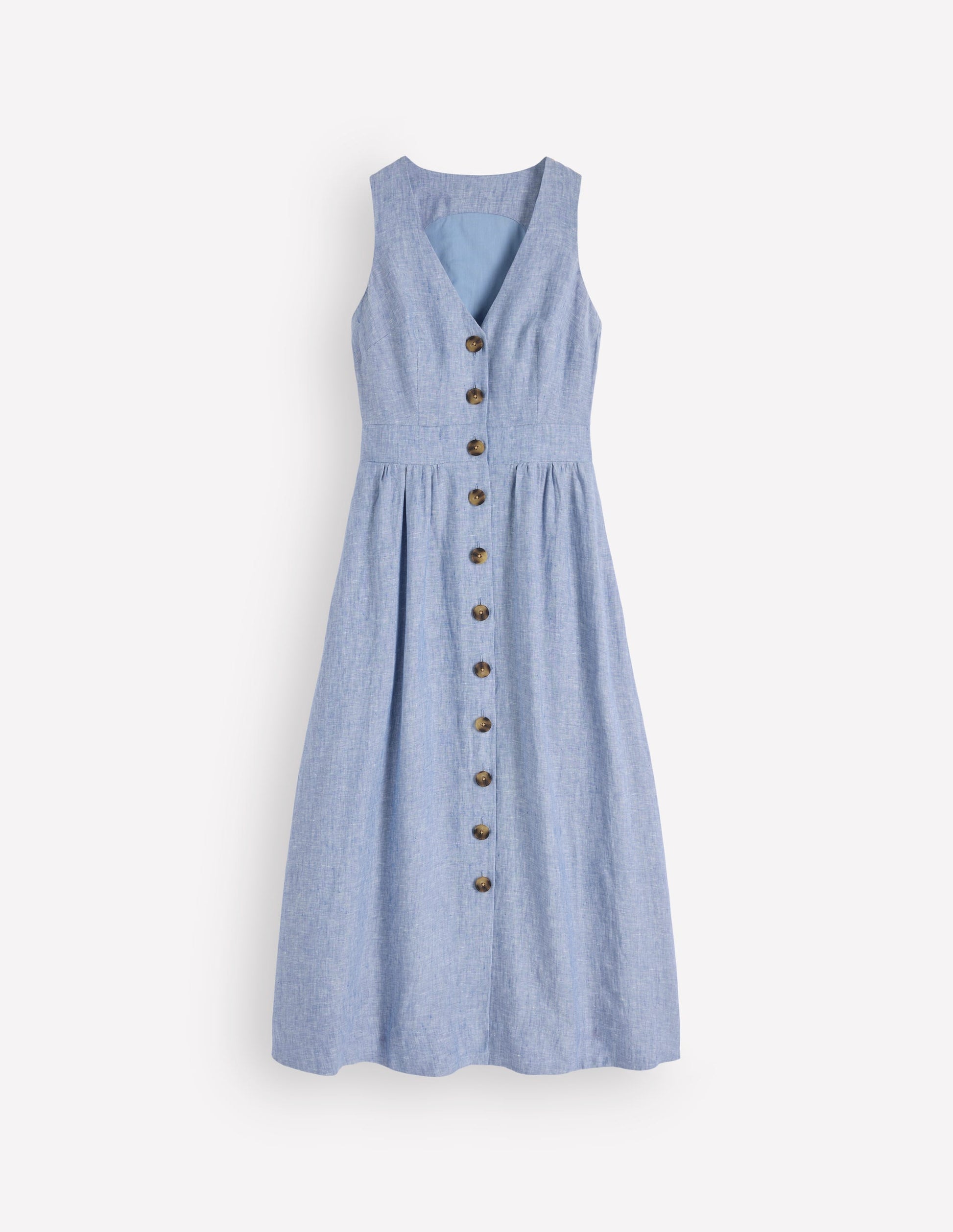 Catherine Button Linen Dress-Chambray-5