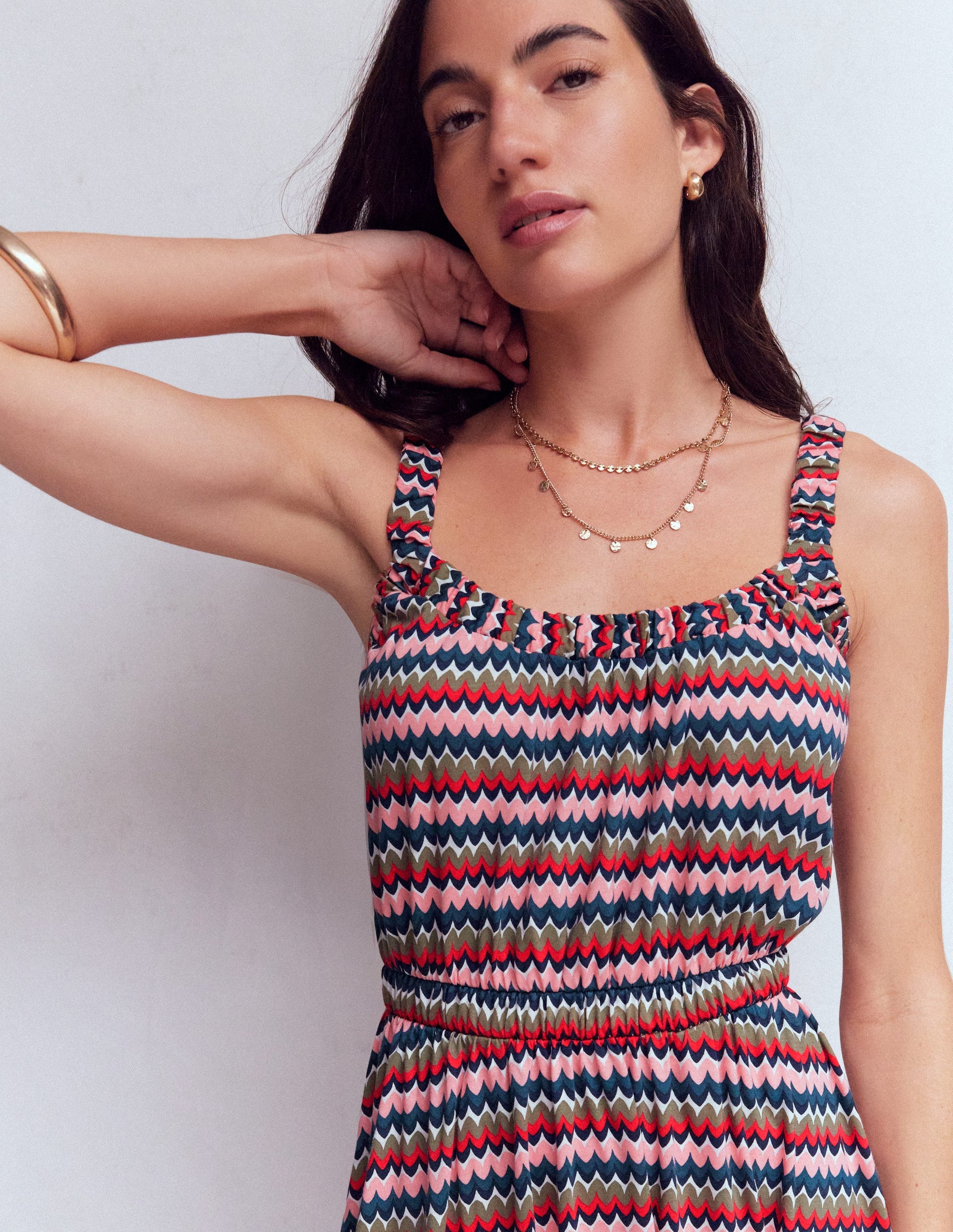 Scoop Neck Jersey Dress-Multi, Zigzag Ripple-2