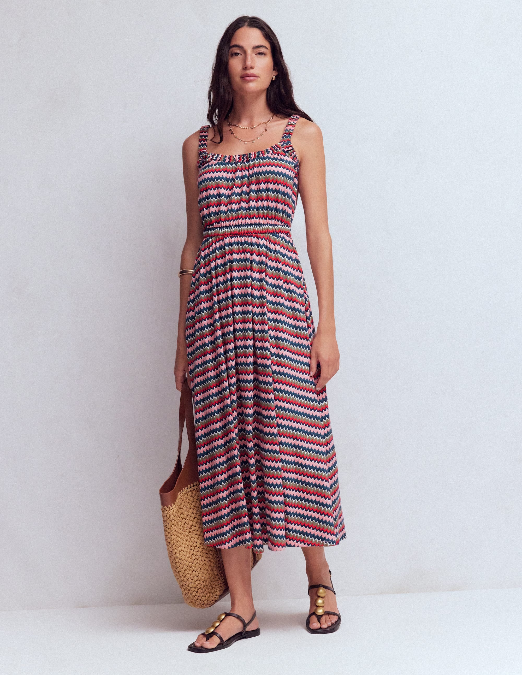 Scoop Neck Jersey Dress-Multi, Zigzag Ripple - Image 4