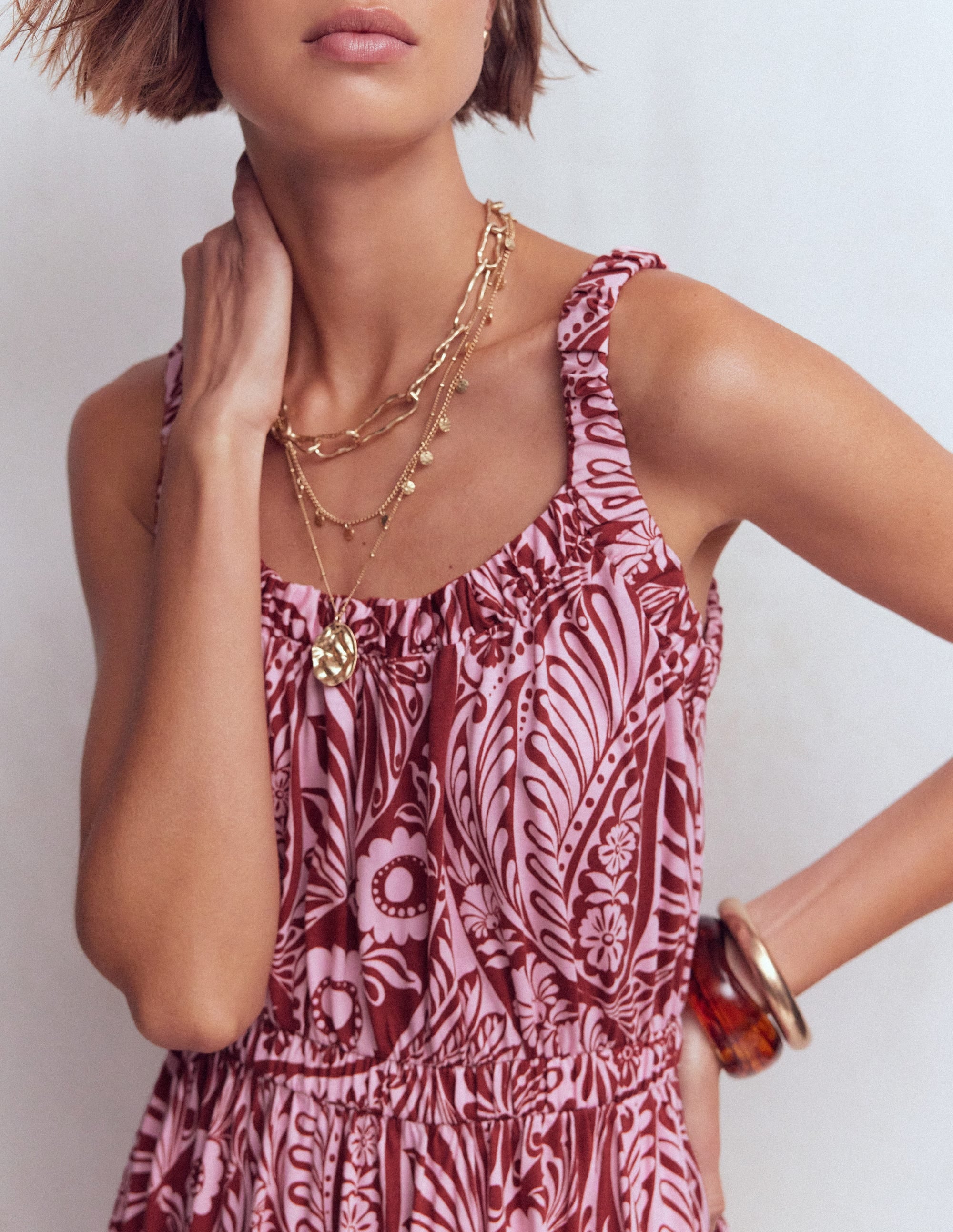 Scoop Neck Jersey Dress-Pink, Enchanted Paisley - Image 2