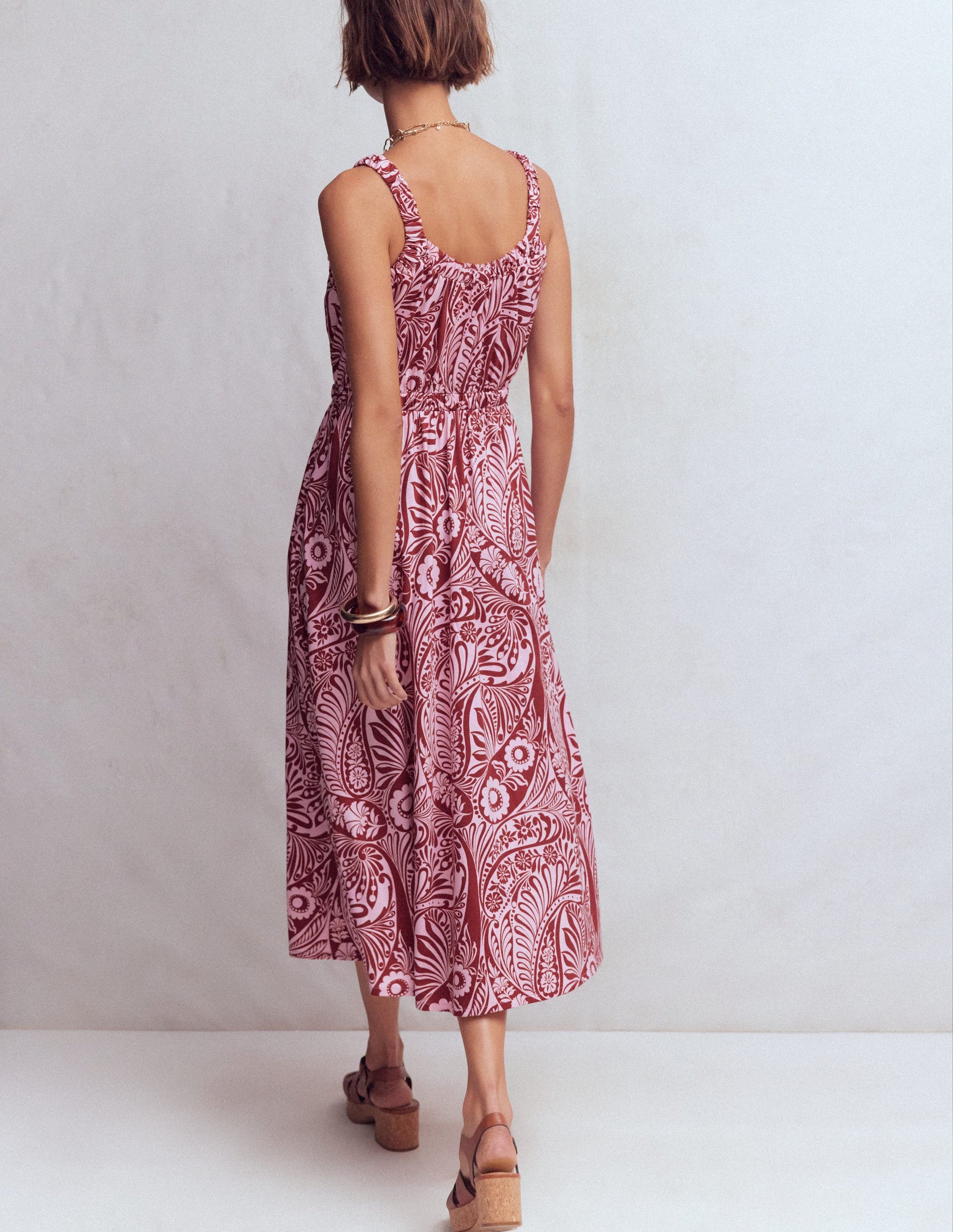 Scoop Neck Jersey Dress-Pink, Enchanted Paisley-3