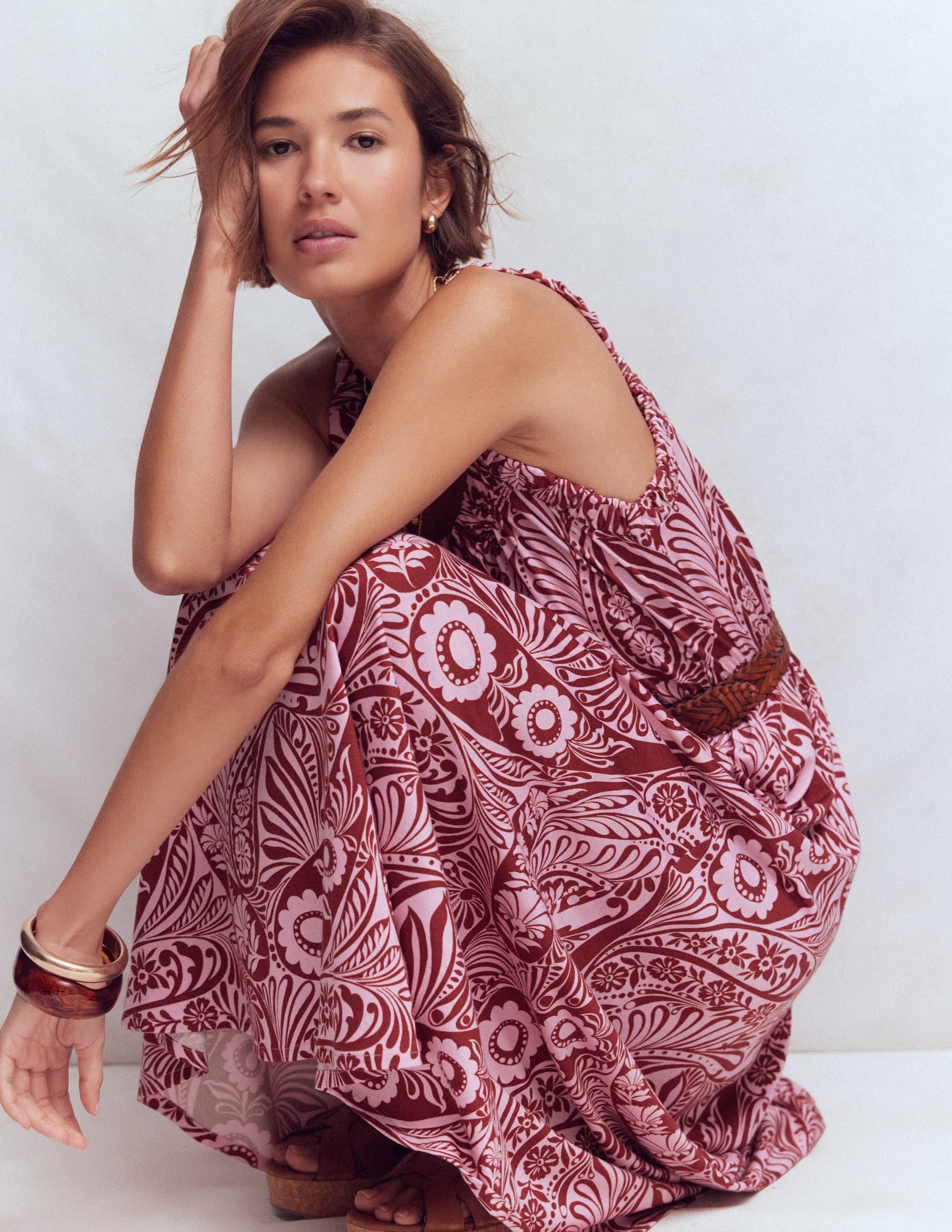 Scoop Neck Jersey Dress-Pink, Enchanted Paisley - Image 5