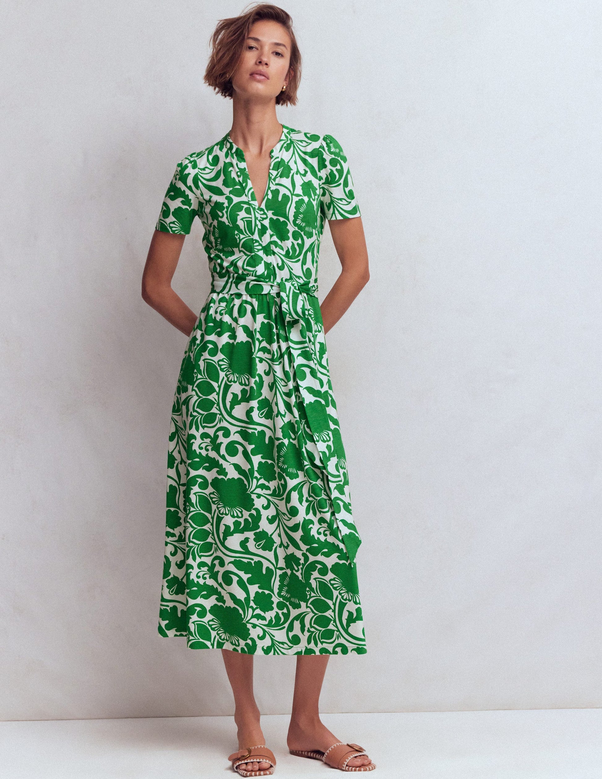 Naomi Jersey Midi Dress-Green, Flourishing Meadow | Boden USA Naomi Jersey Midi Dress-Green, Flourishing Meadow | Boden USA