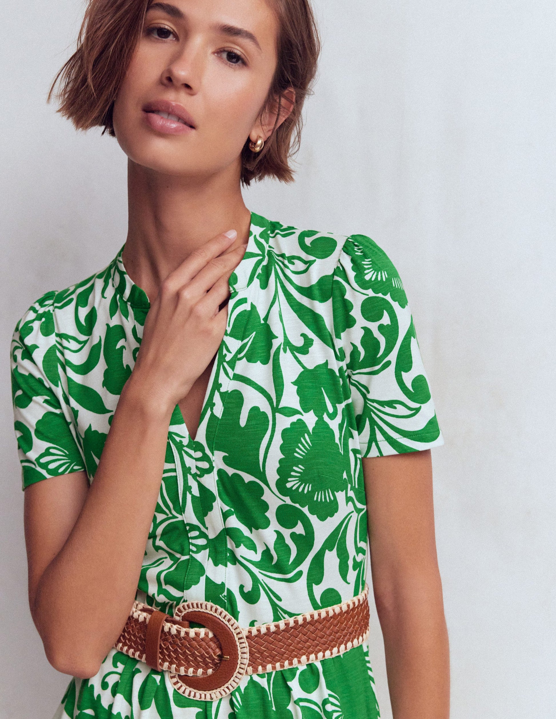 Naomi Jersey Midi Dress-Green, Flourishing Meadow-6