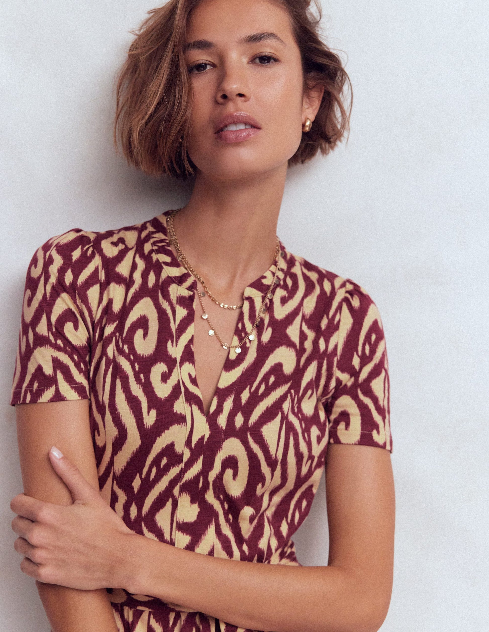 Naomi Jersey Midi Dress-Deep Wisteria, Ikat-2