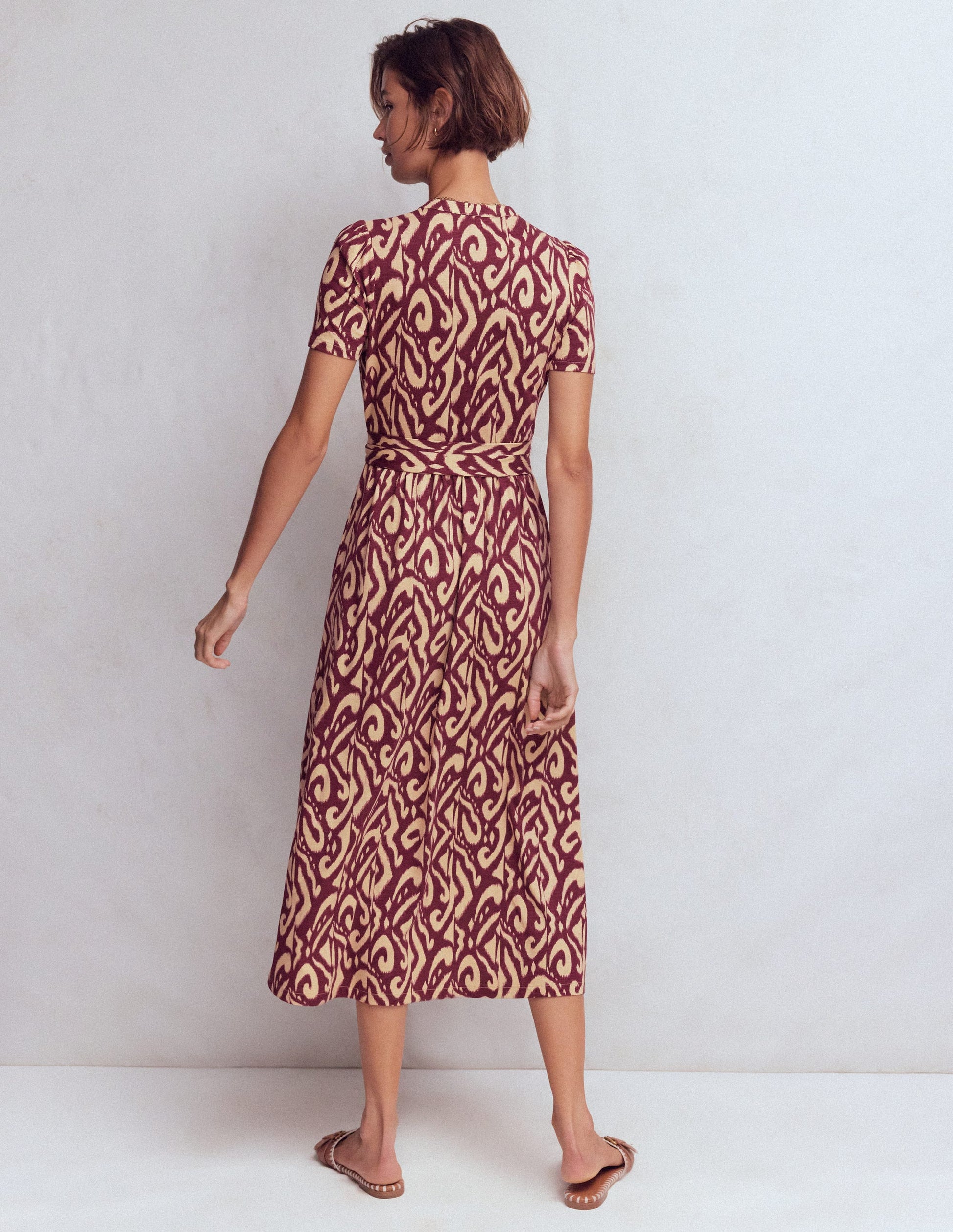 Naomi Jersey Midi Dress-Deep Wisteria, Ikat-3