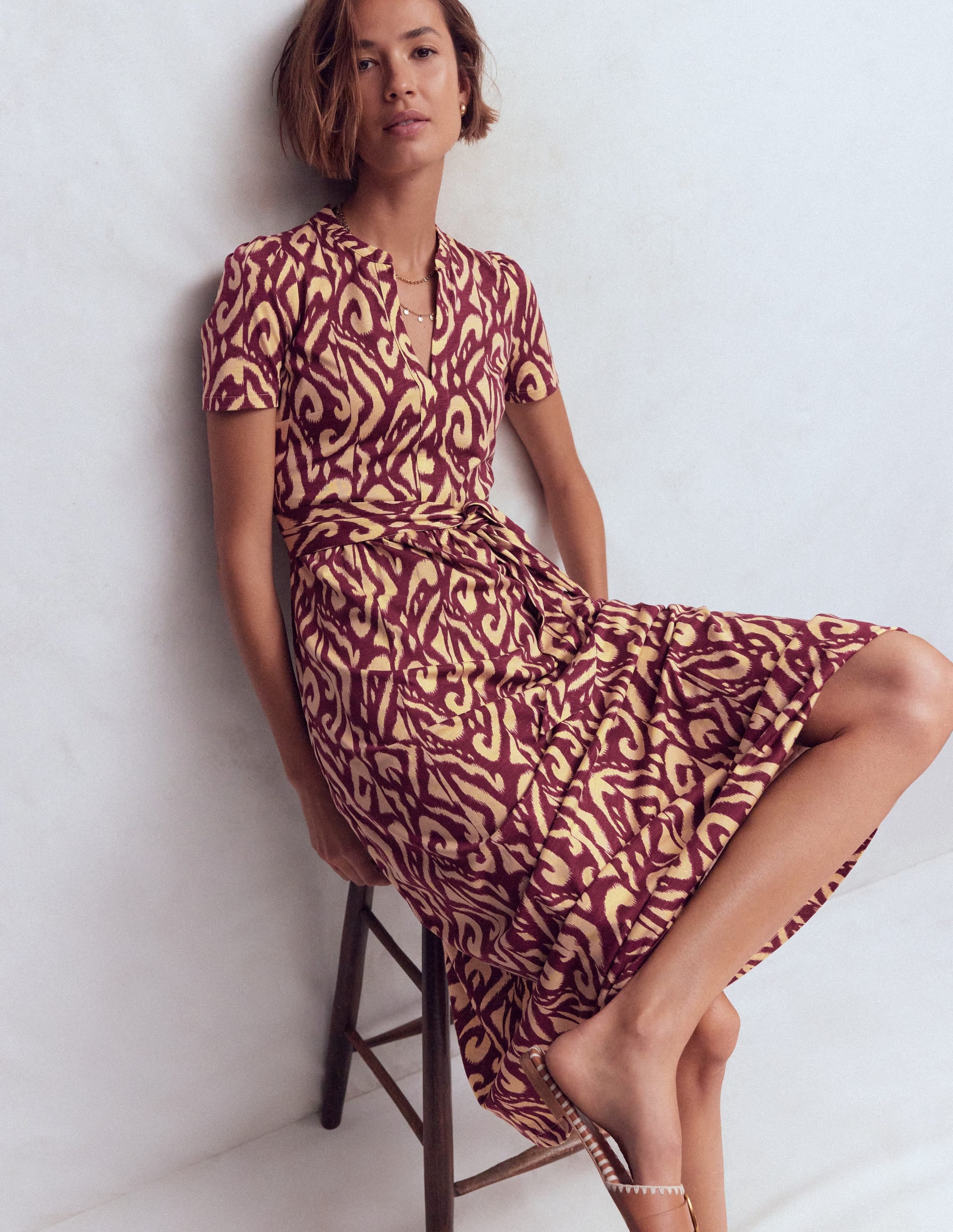 Naomi Jersey Midi Dress - Deep Wisteria, Ikat | Boden USA
