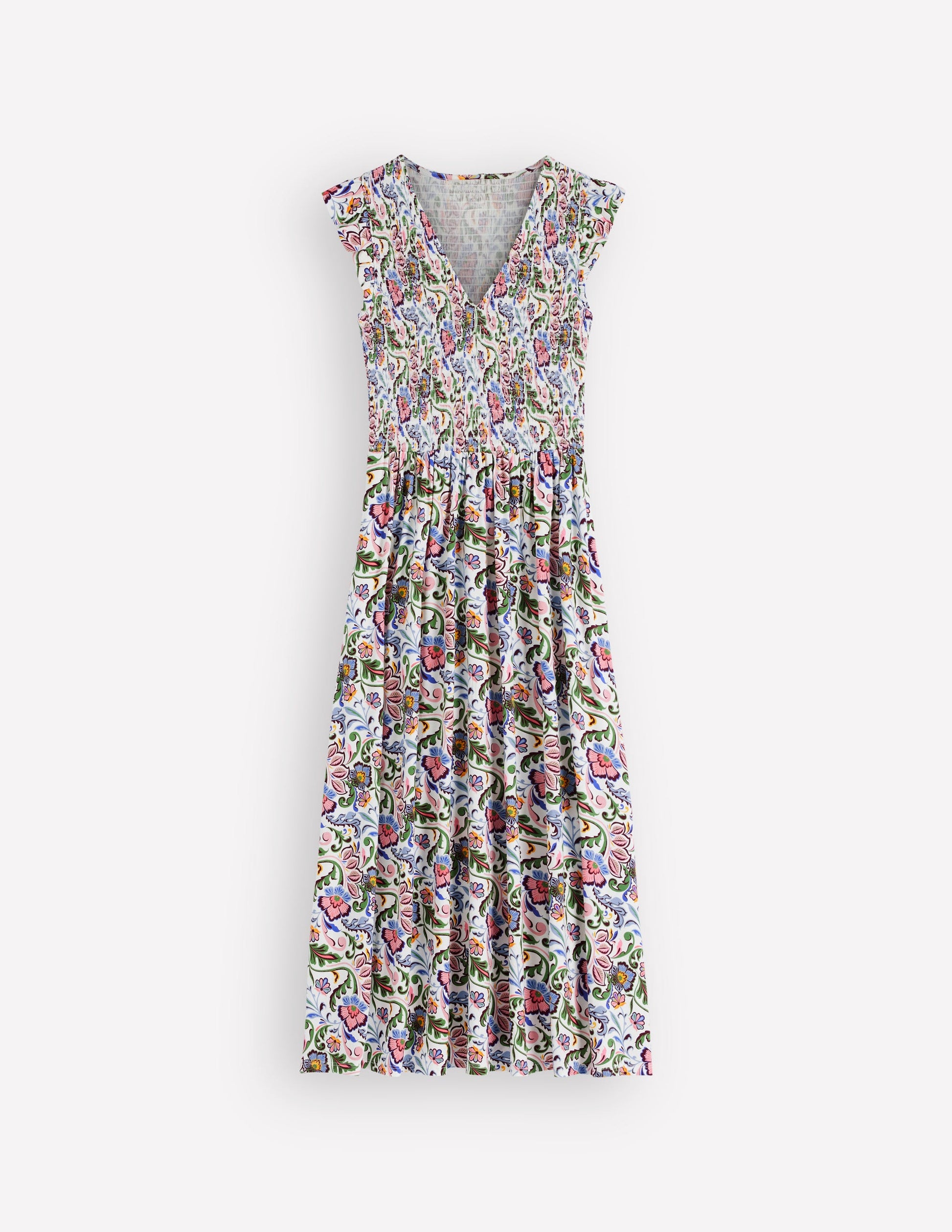 Smocked Jersey Midi Dress-Multi, Flourishing Meadow | Boden USA Smocked Jersey Midi Dress-Multi, Flourishing Meadow | Boden USA