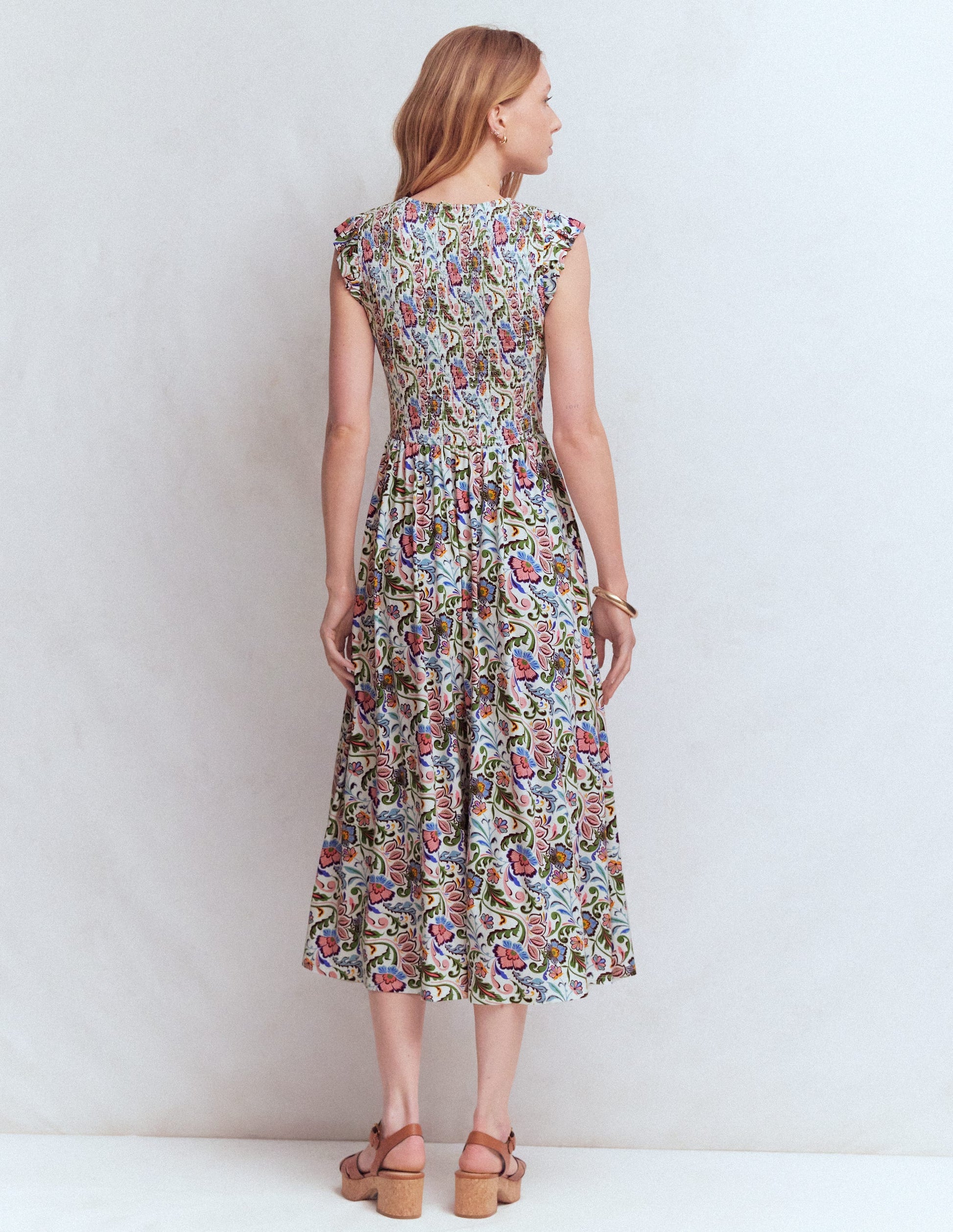 Smocked Jersey Midi Dress-Multi, Flourishing Meadow | Boden USA