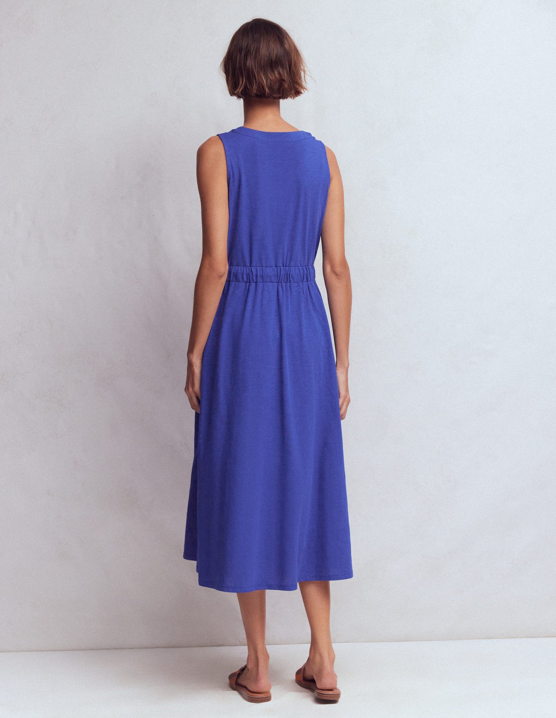 knee length dresses for ladies Delphine Midi Sleeveless Dress-Sapphire Blue