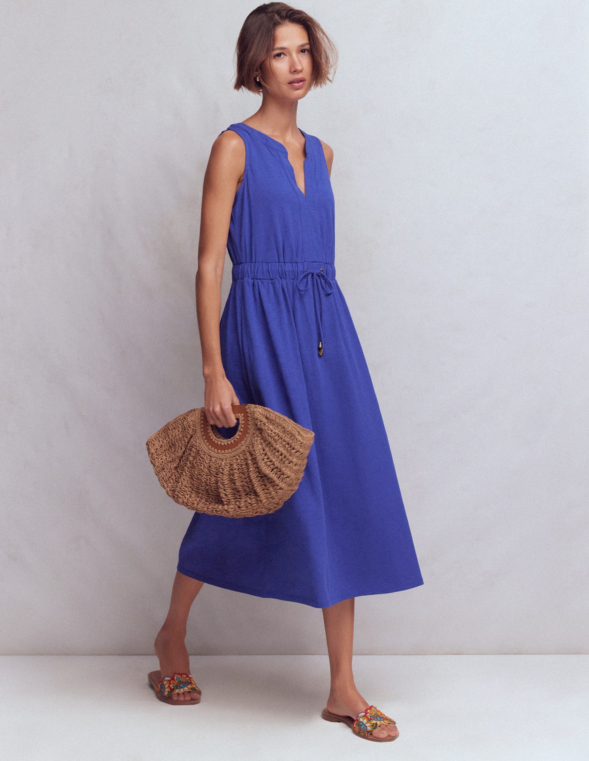 Boden Women's Delphine Midi Sleeveless Dress in Blue | Size 16/18 Boden Women's Delphine Midi Sleeveless Dress in Blue | Size 16/18