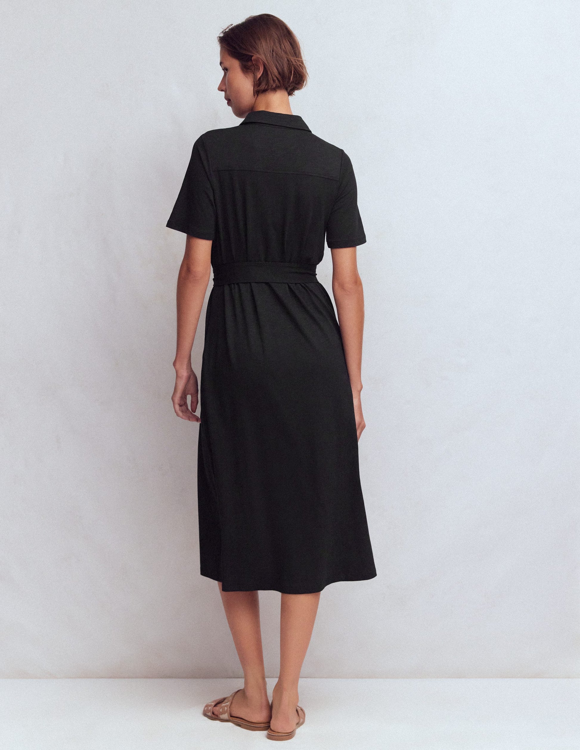 Mavis Midi Jersey Shirt Dress-Black | Boden USA Mavis Midi Jersey Shirt Dress-Black | Boden USA