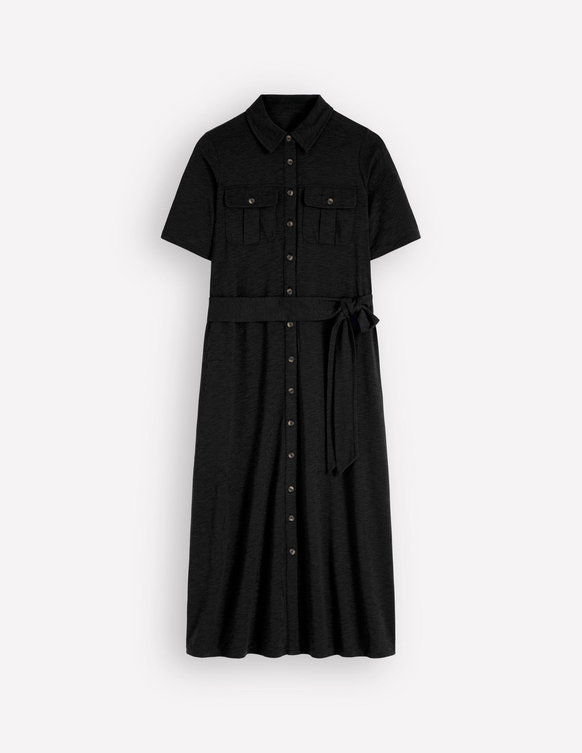 Mavis Midi Jersey Shirt Dress-Black | Boden USA Mavis Midi Jersey Shirt Dress-Black | Boden USA
