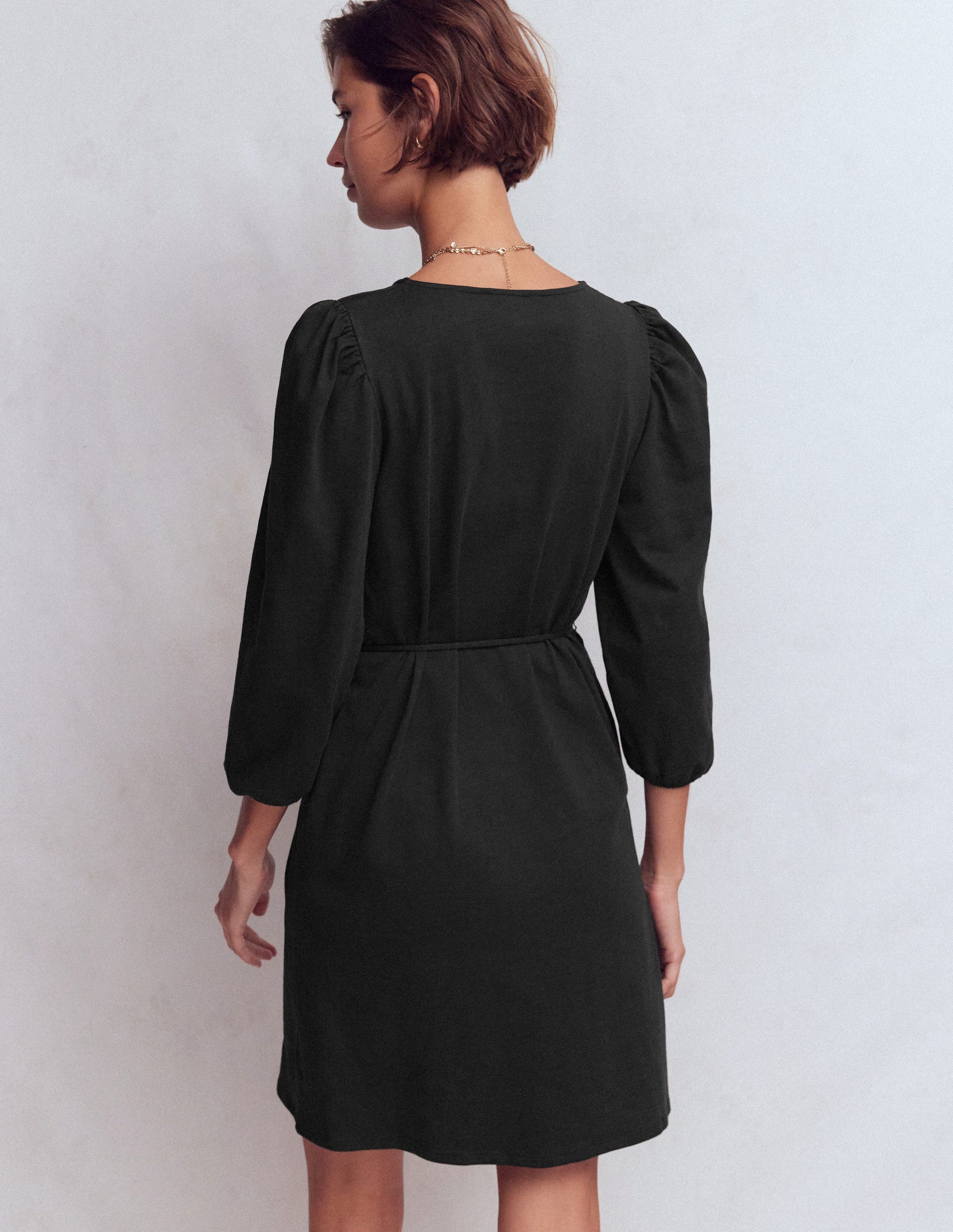 Cary V-Neck Jersey Dress-Black-3