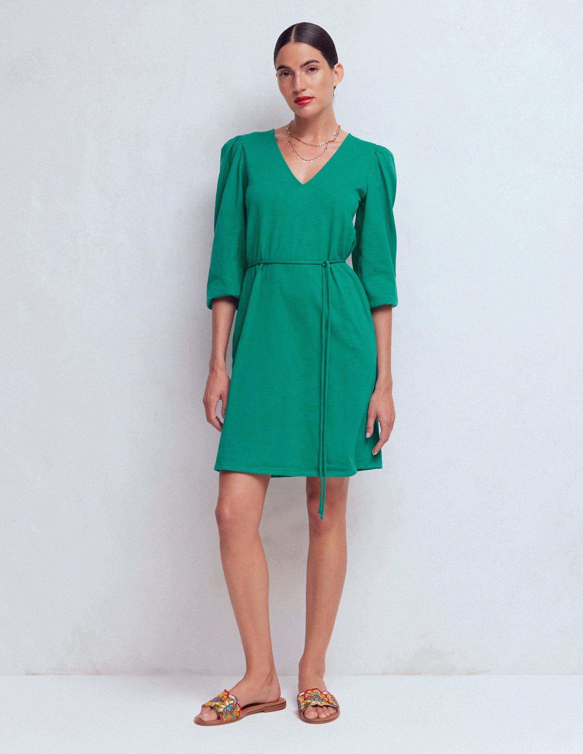 Cary V-Neck Short Dress-Deep Teal - Image 5