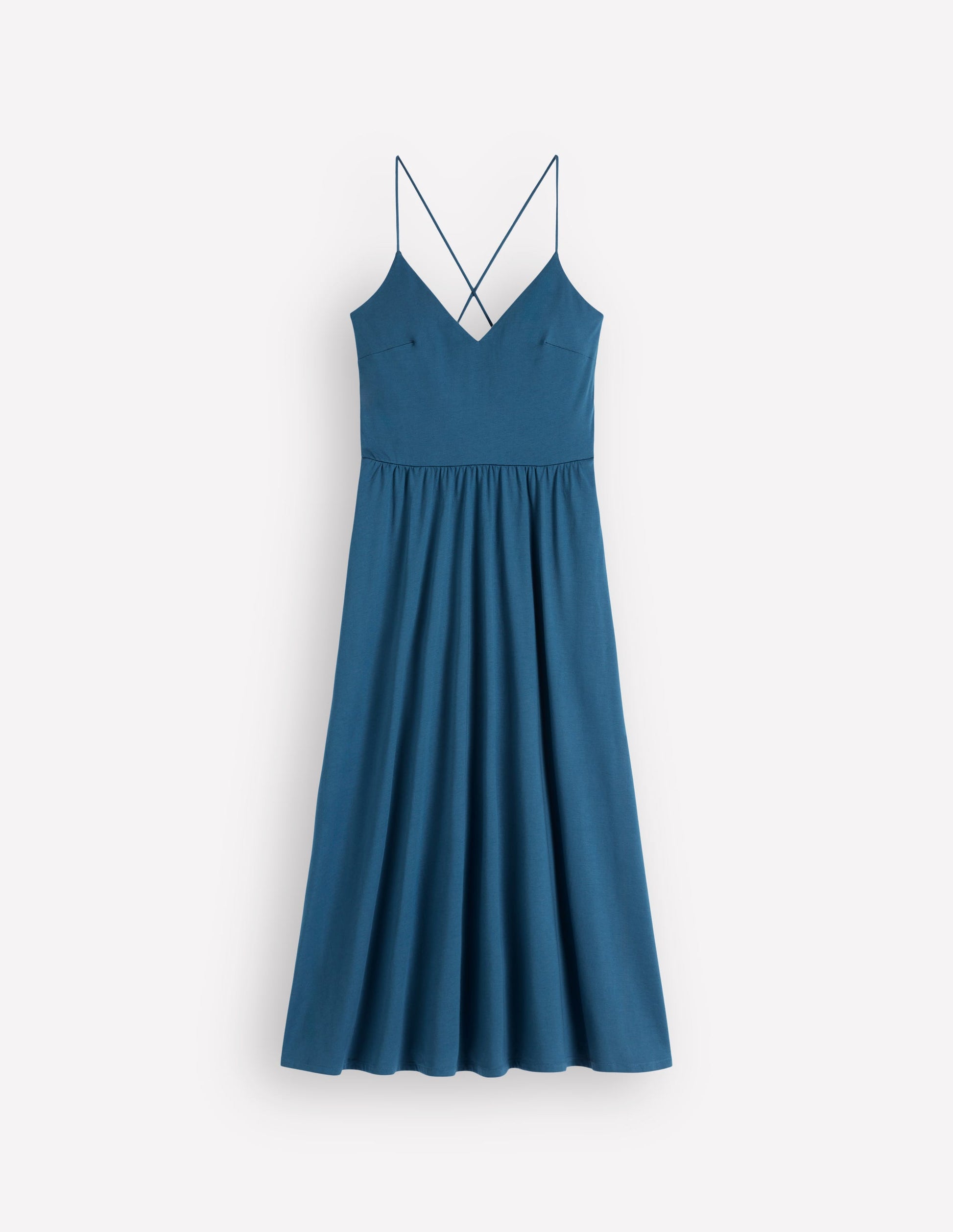 Boden Women's Cross Back Jersey Dress in Blue | Size 8 Boden Women's Cross Back Jersey Dress in Blue | Size 8