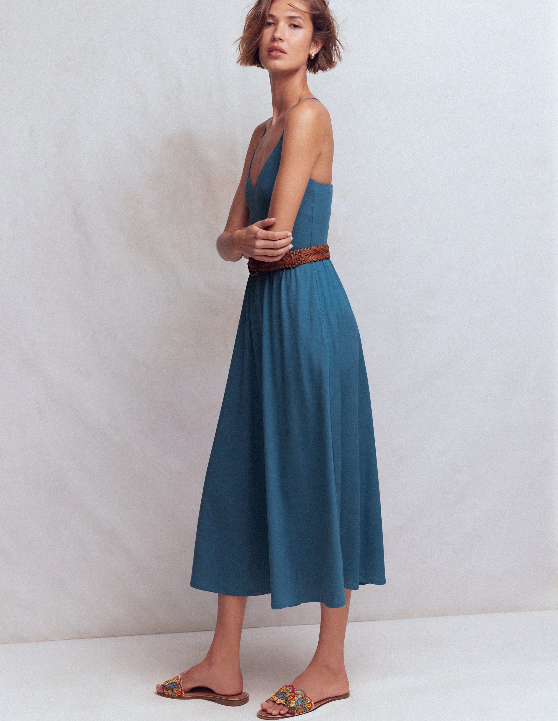 princess polly baby blue dress Cross Back Jersey Dress-Tourmaline Blue