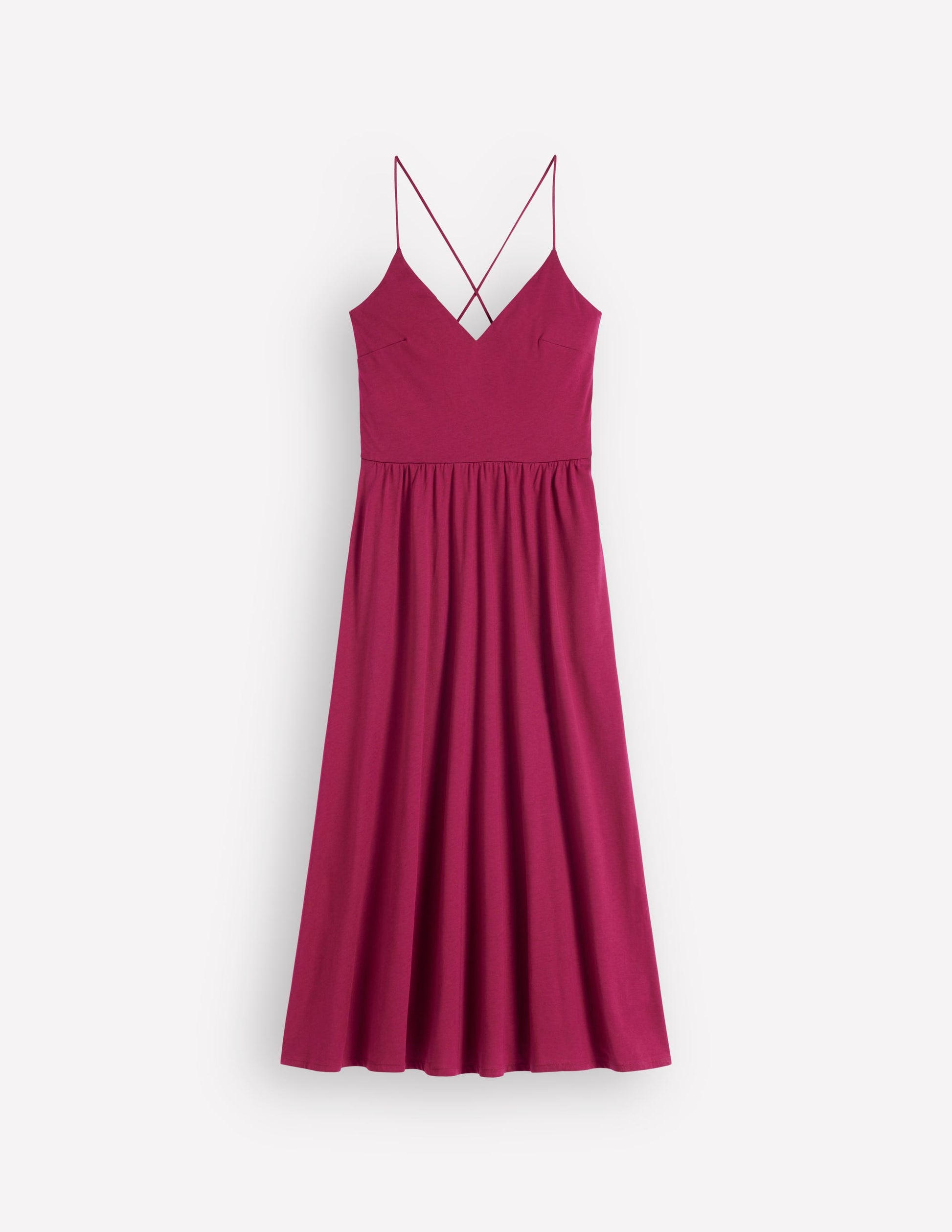 Cross Back Jersey Dress-Beet Red
