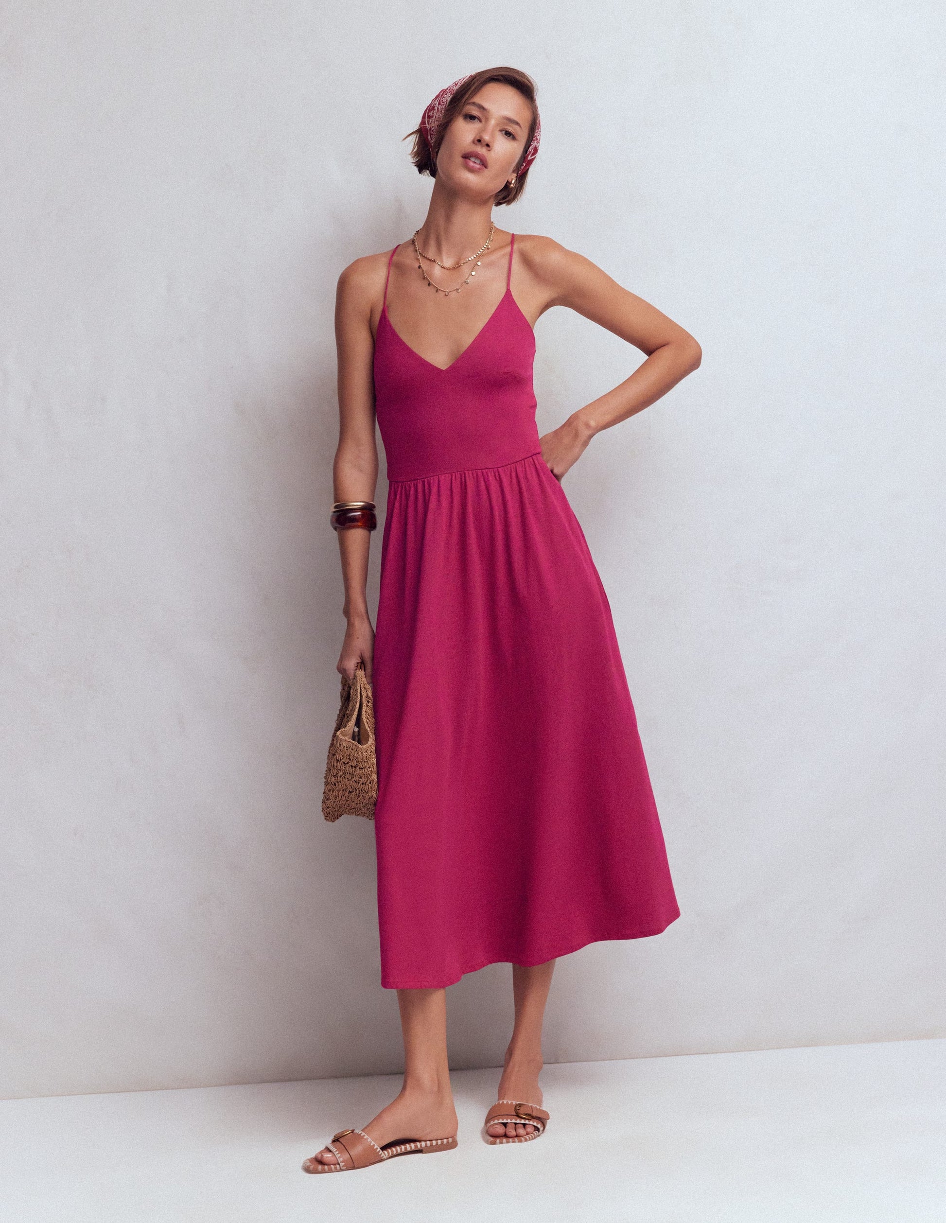 Boden Women's Cross Back Jersey Dress in Red | Size 20/22 Boden Women's Cross Back Jersey Dress in Red | Size 20/22