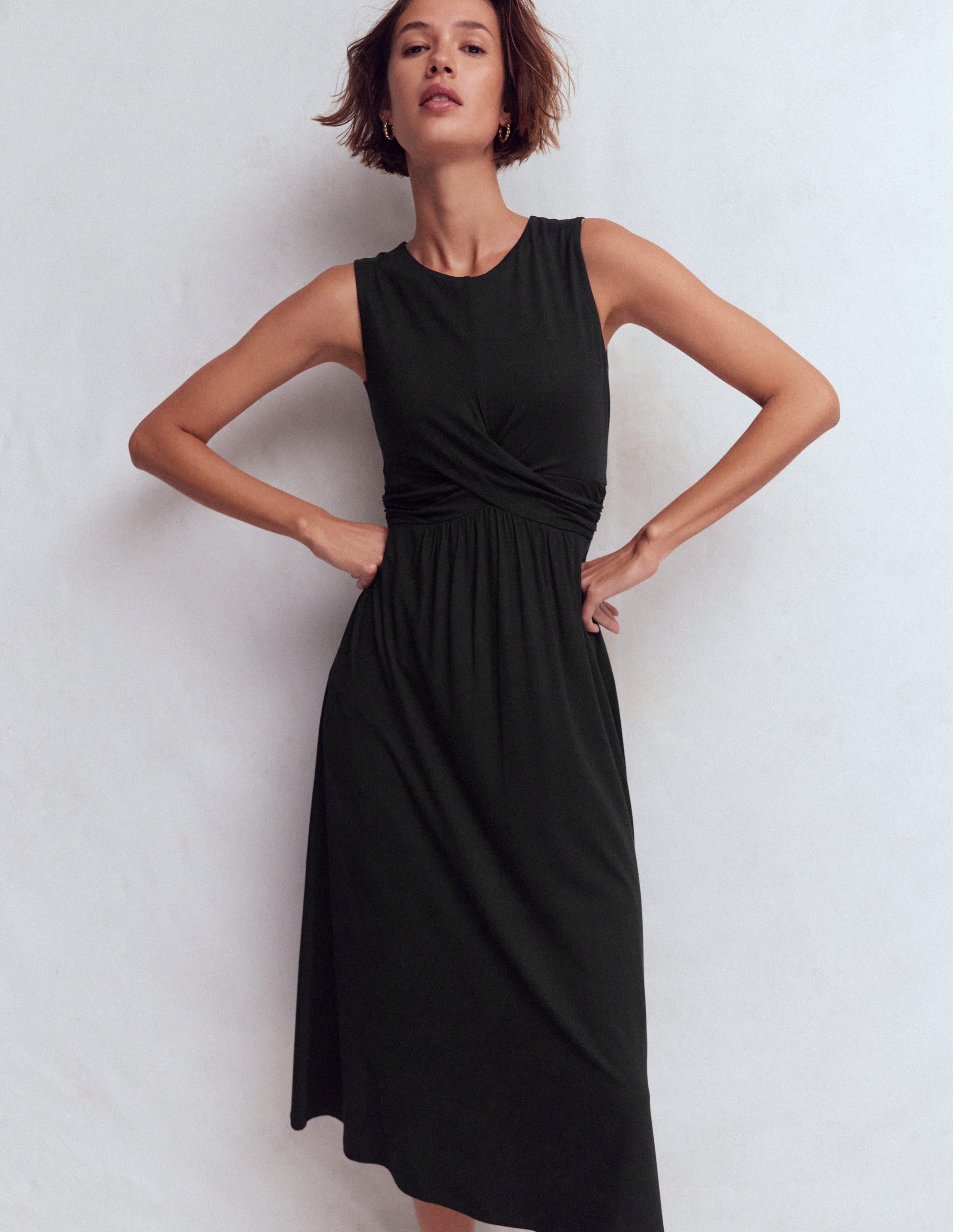 Boden Women's Zara Cross Waist Jersey Dress in Black