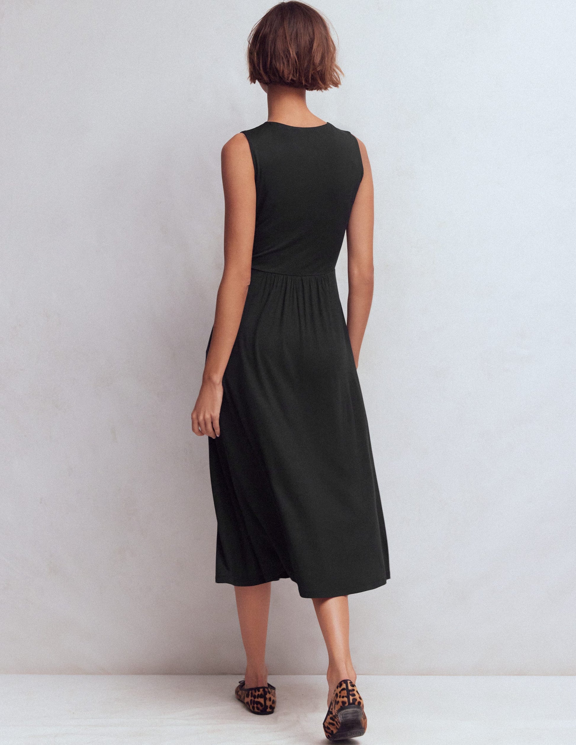 Zara Cross Waist Jersey Dress-Black-3