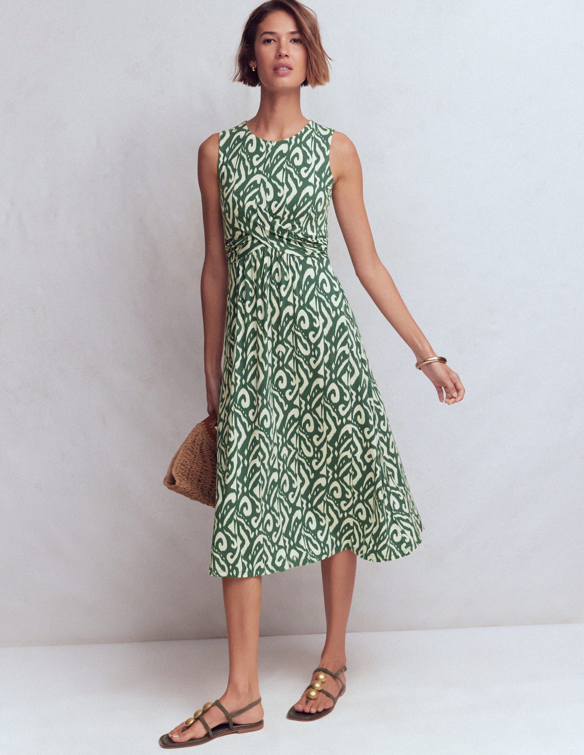 Zara Cross Waist Jersey Dress-Hunter Green, Ikat | Boden USA Zara Cross Waist Jersey Dress-Hunter Green, Ikat | Boden USA