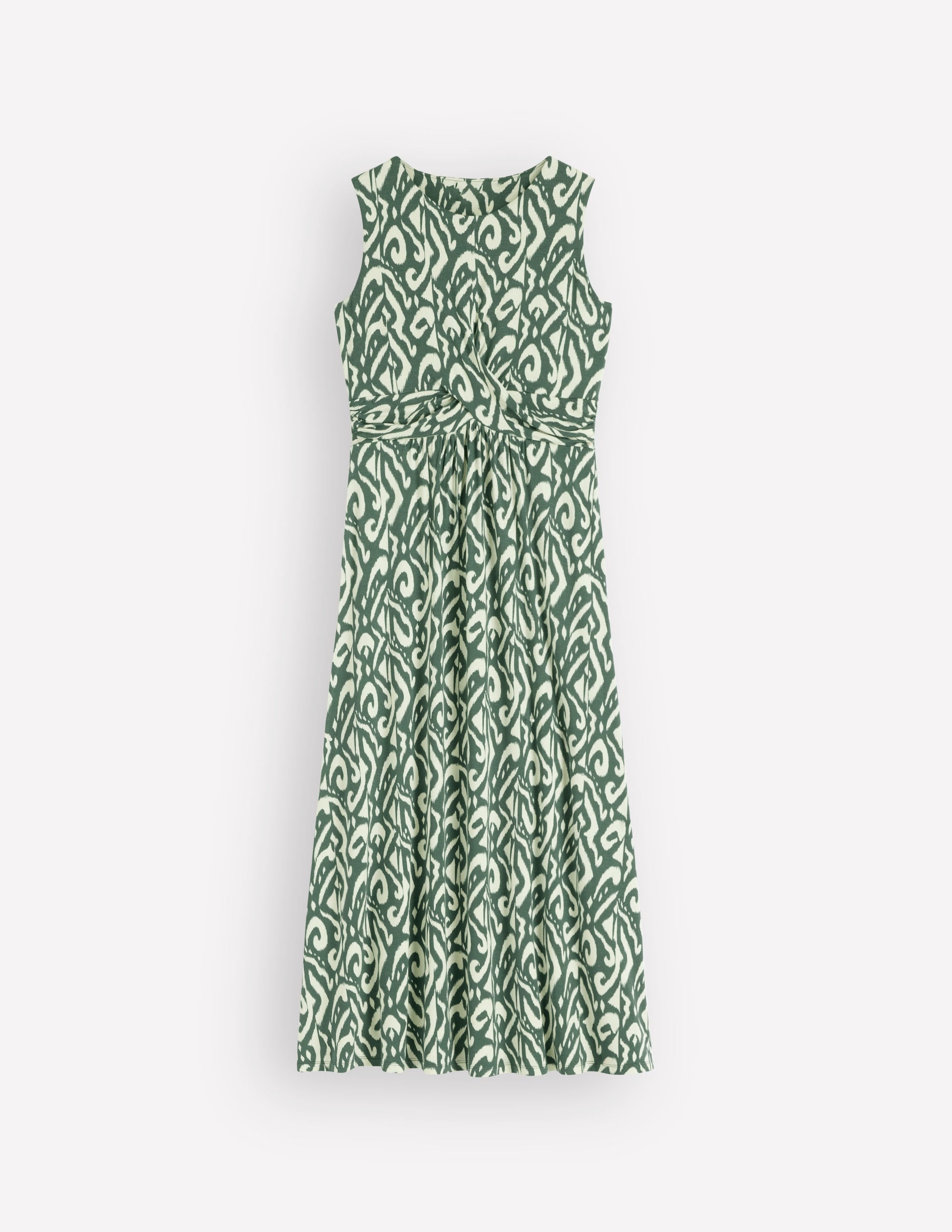 Zara Cross Waist Jersey Dress-Hunter Green, Ikat - Image 5