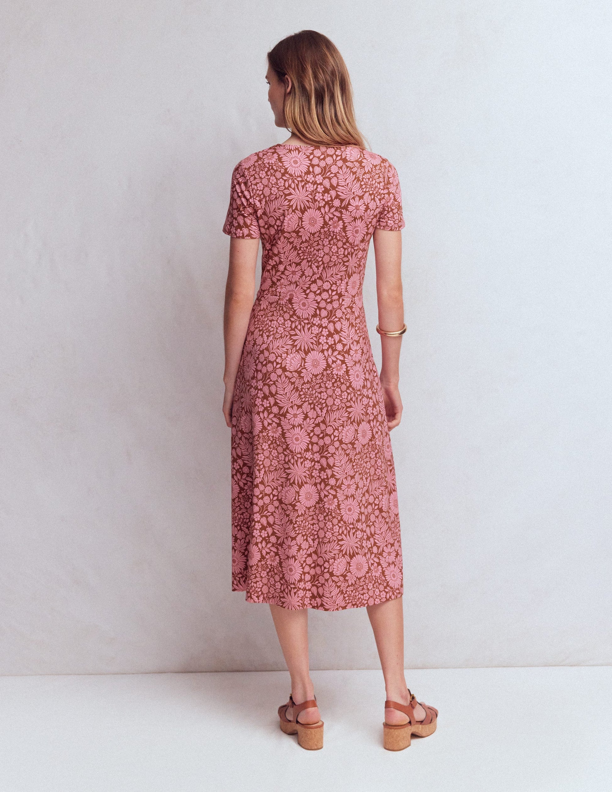 Una Ruched Front Ponte Dress-Russet, Flowerbed Bloom-3