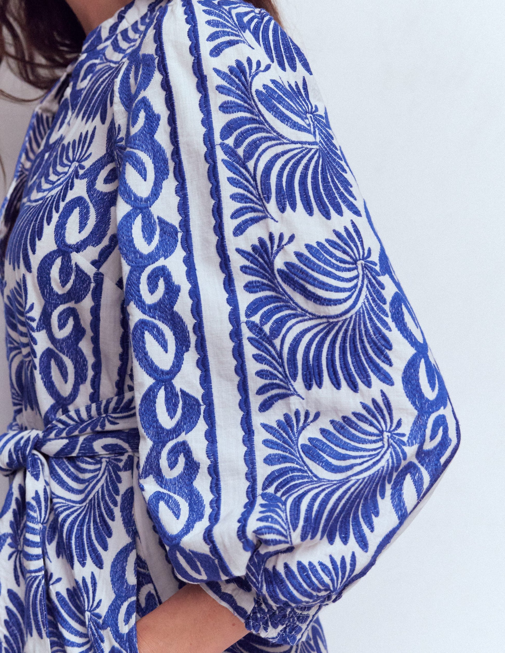 Octavia Cotton Dress-Blue Ivory Embroidery-4