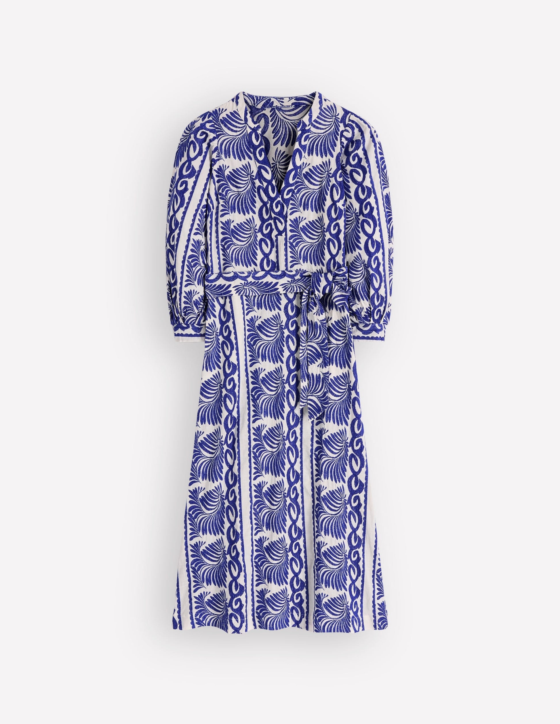 Octavia Cotton Dress-Blue Ivory Embroidery-8