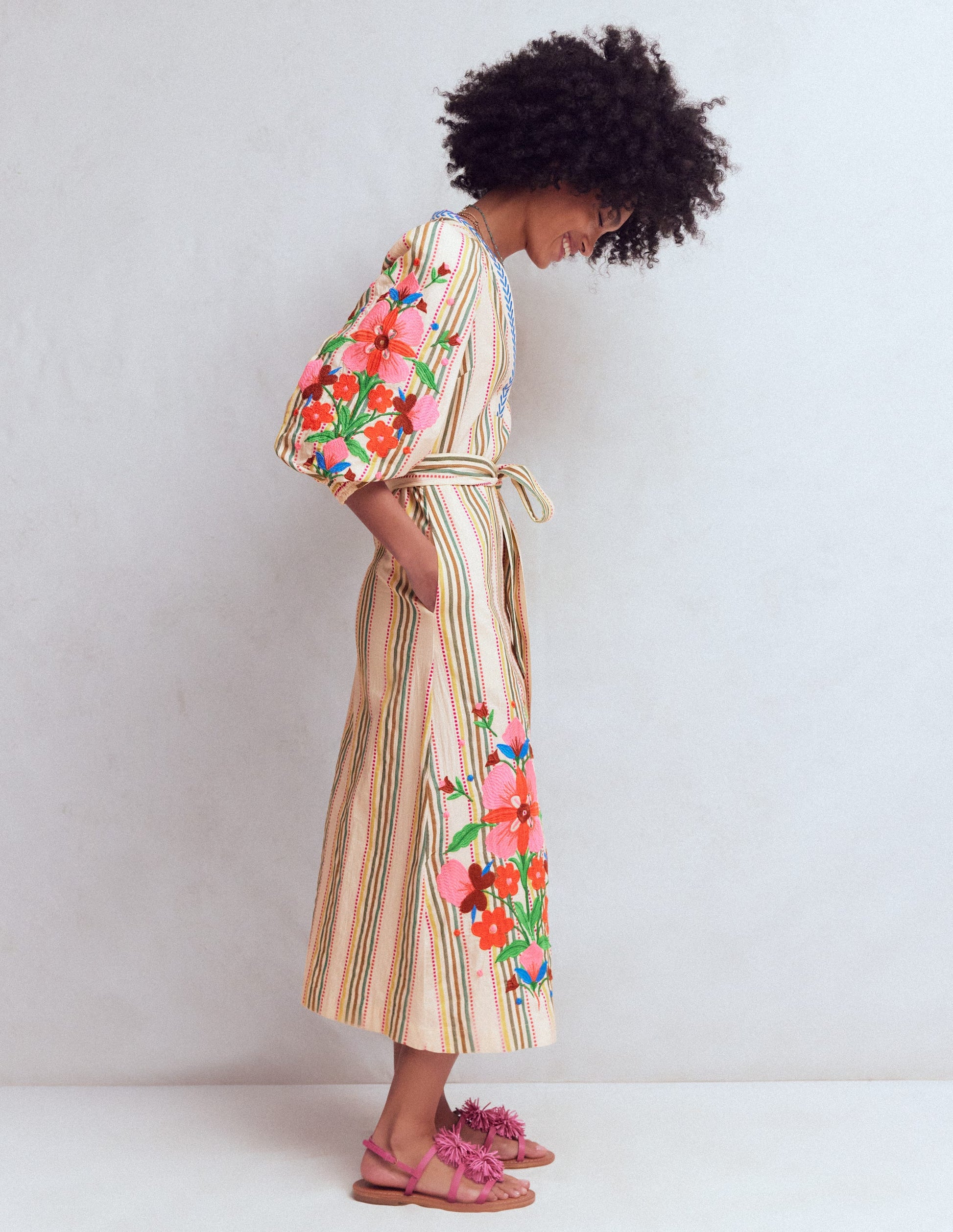 Octavia Cotton Dress-Multi Embroidery Stripe-6
