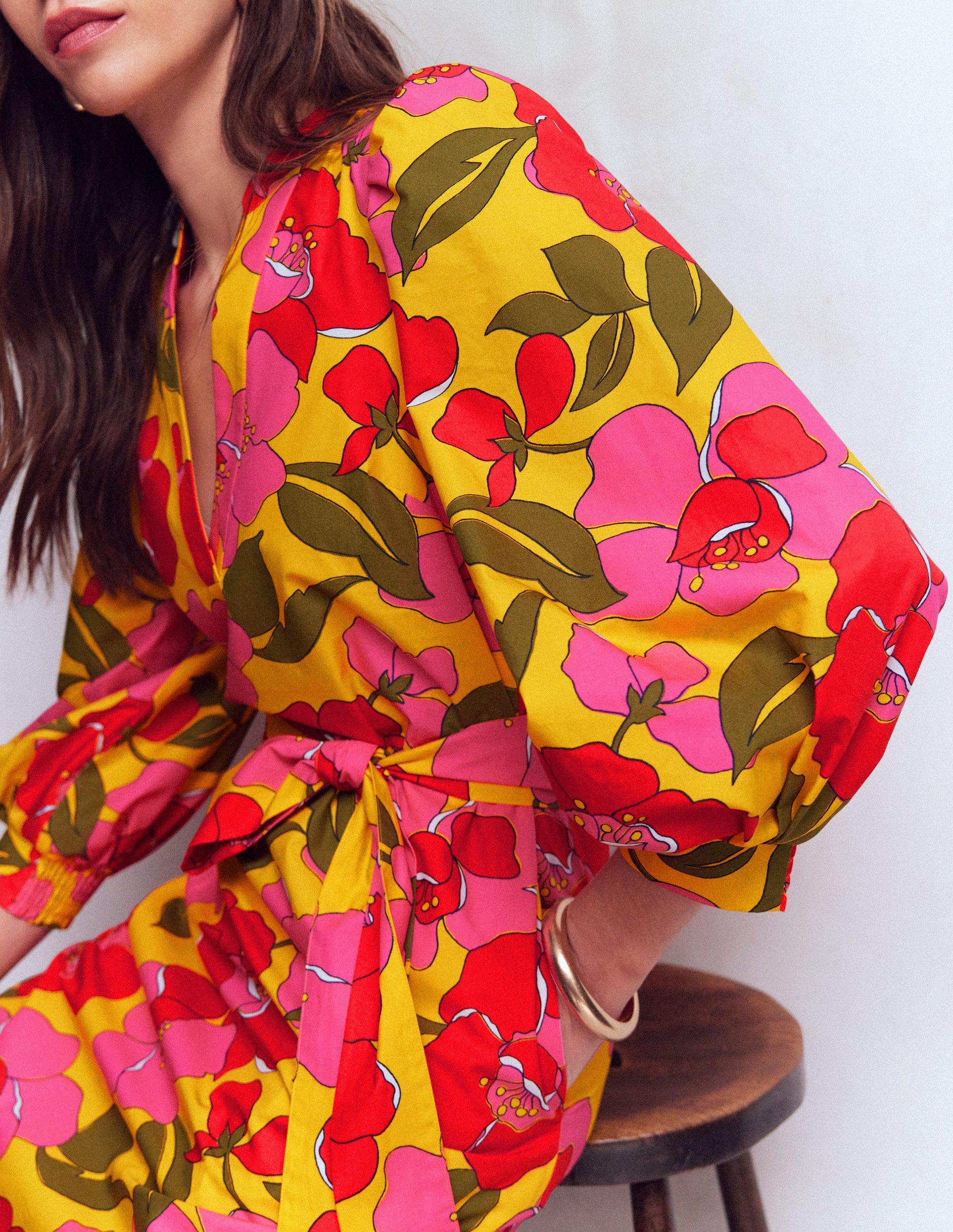 Octavia Cotton Dress-Yellow Radiant Bloom | Boden USA
