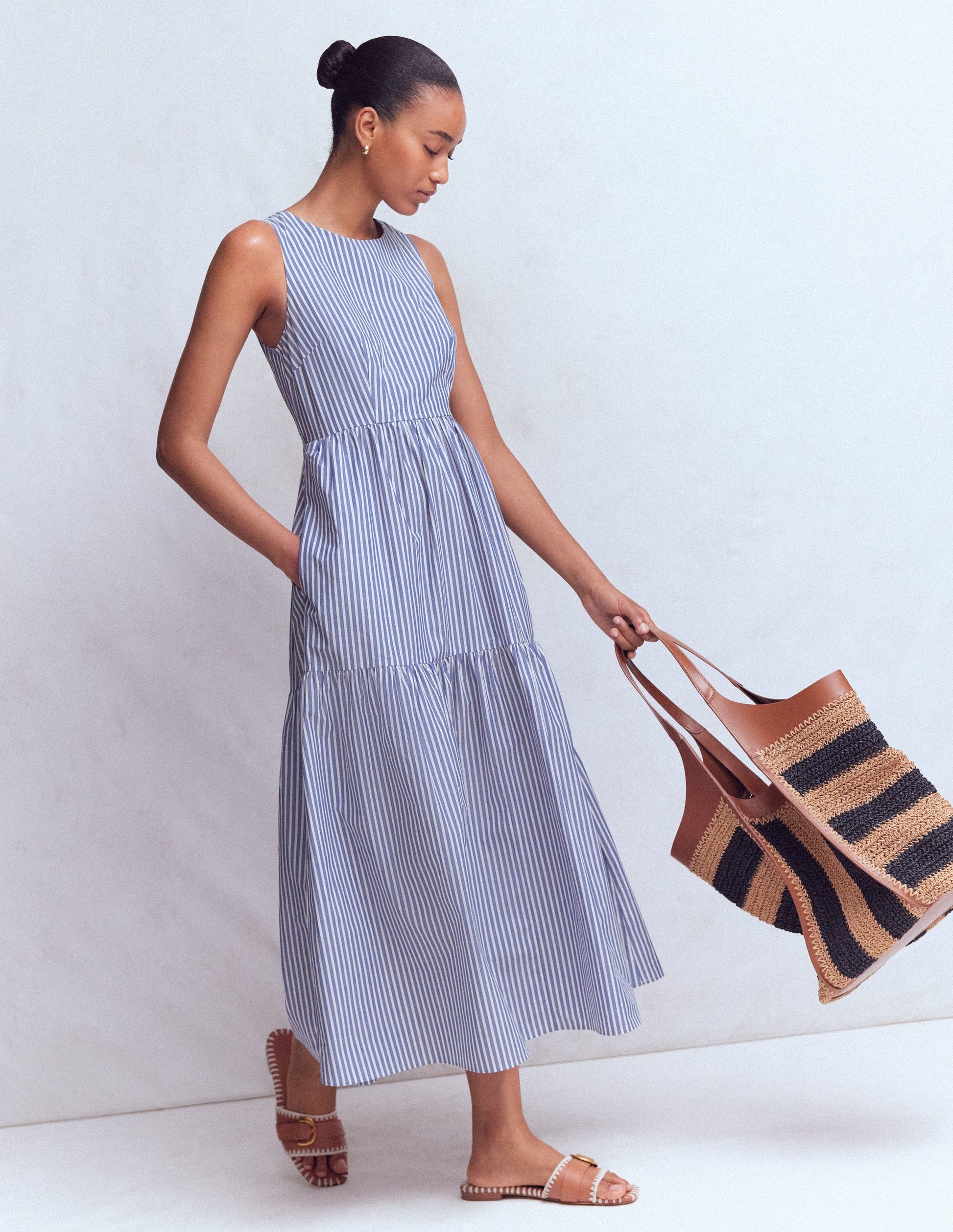 Sleeveless Poplin Dress-Surf the Web Stripe | Boden USA Sleeveless Poplin Dress-Surf the Web Stripe | Boden USA