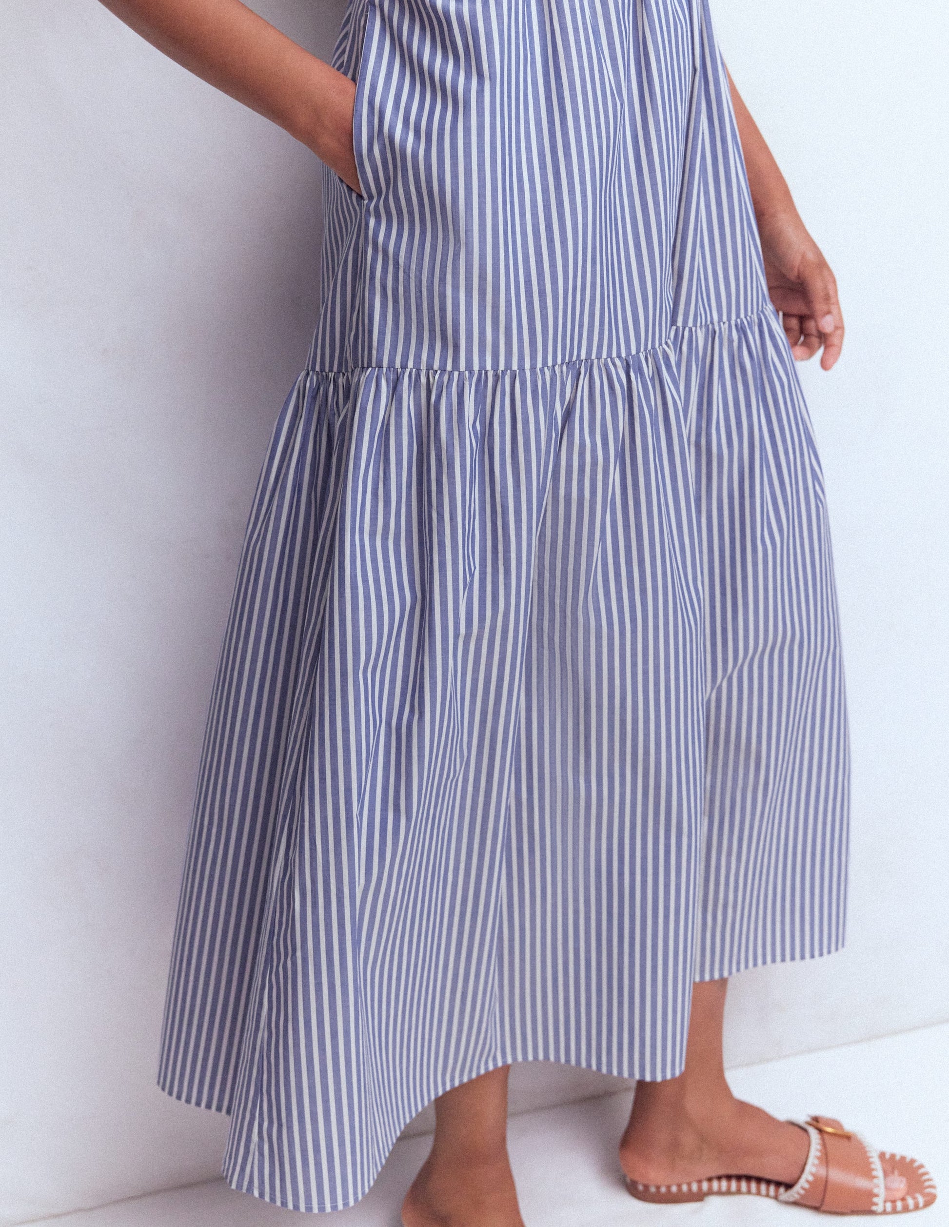 Sleeveless Poplin Dress-Surf the Web Stripe-6
