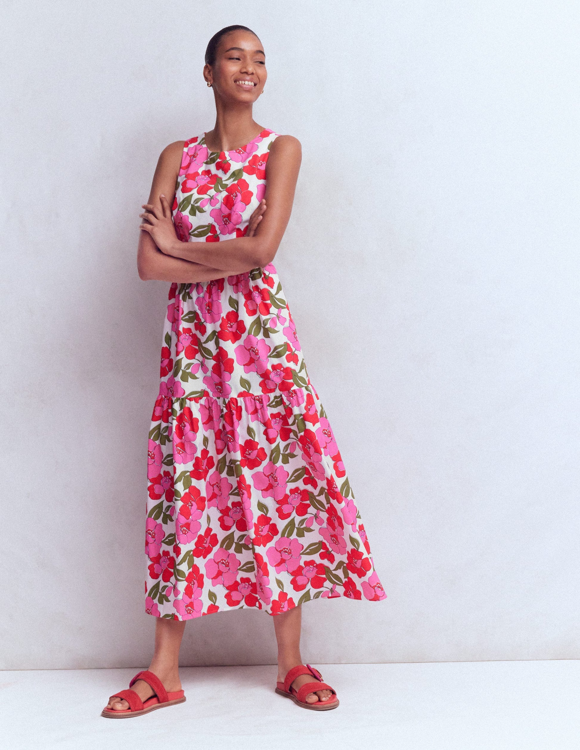 Sleeveless Poplin Dress-Pink Radiant Bloom-3