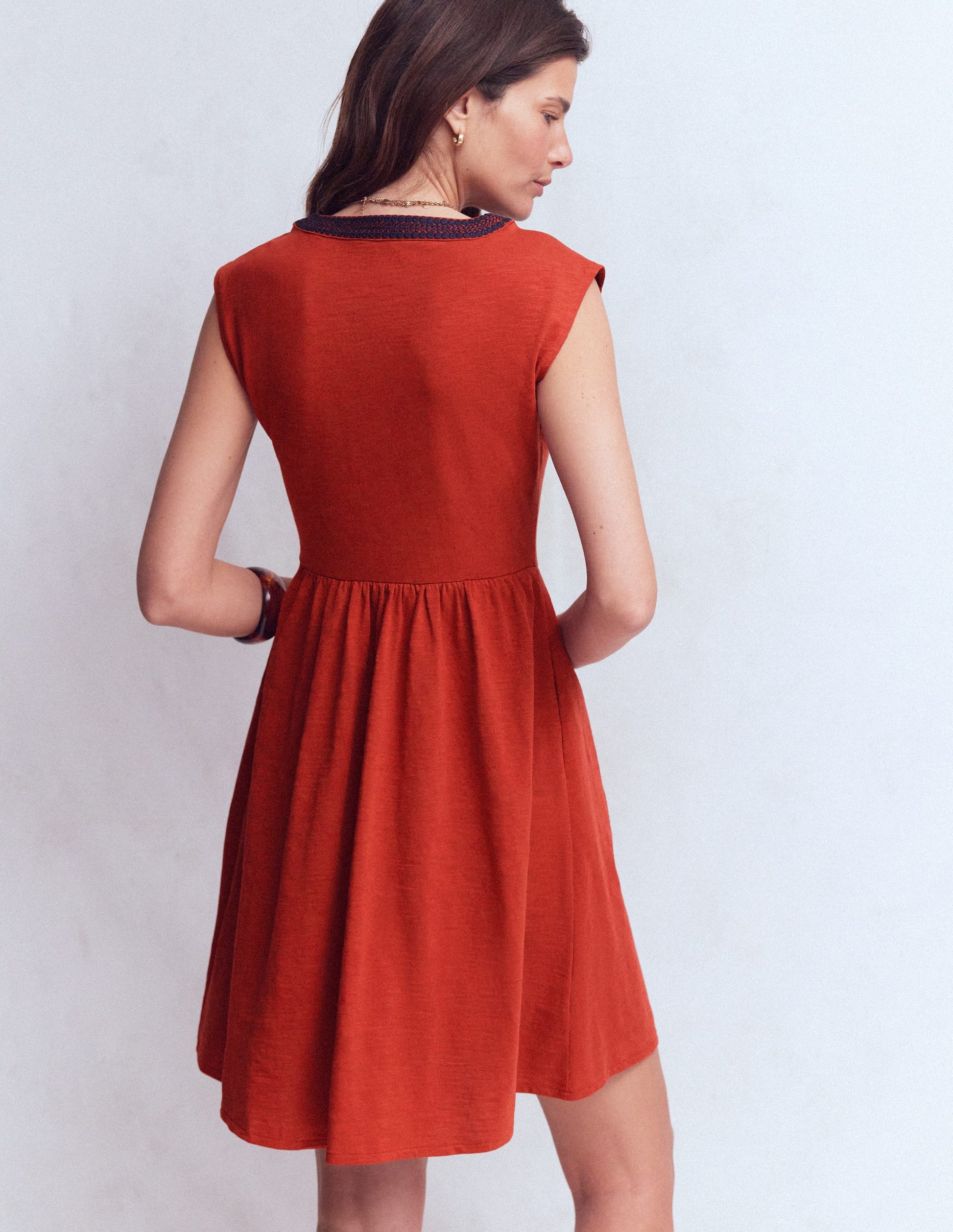 orange short dress Boden Women's May Jersey Short Dress in Brown