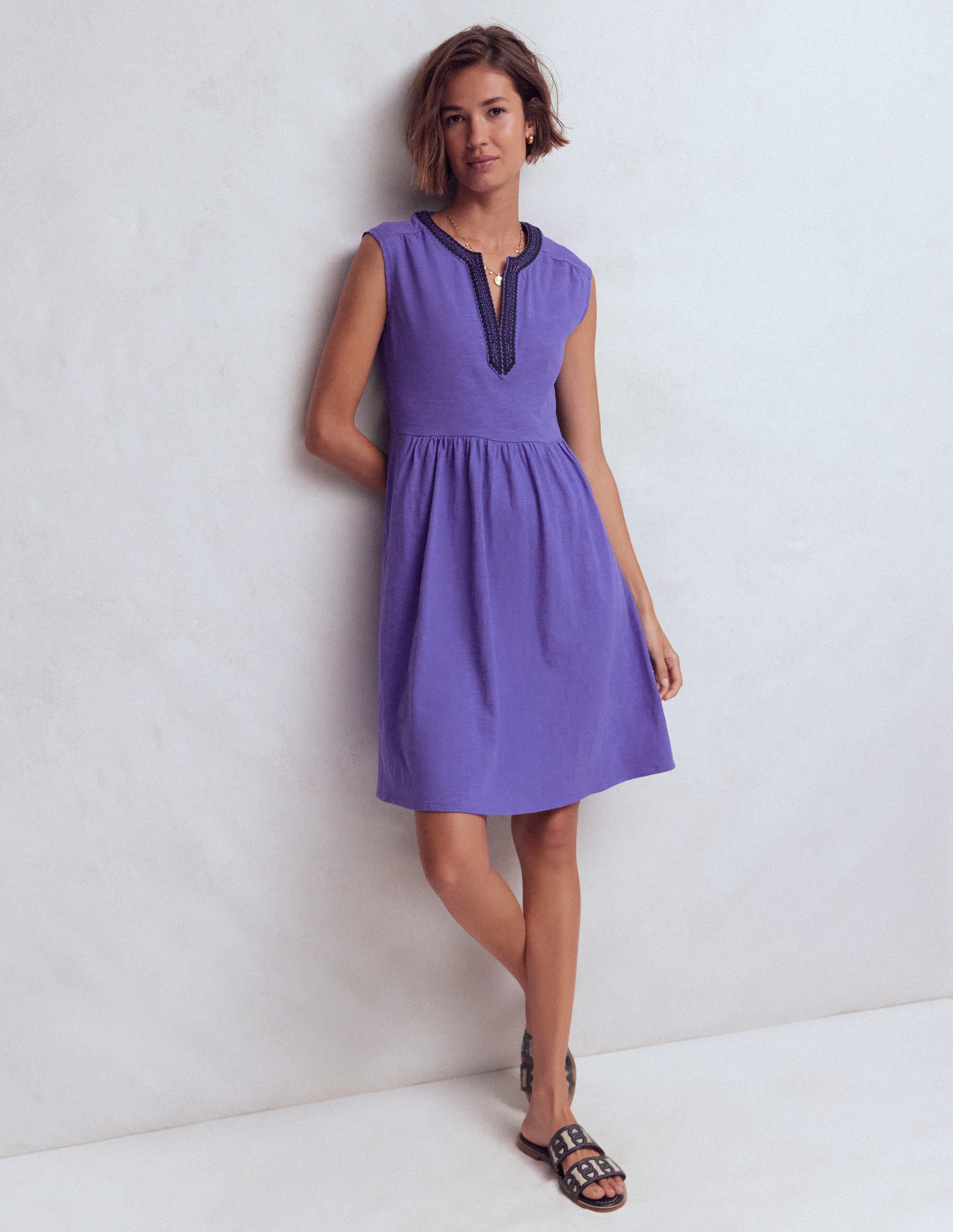 May Embroidered Short Dress-Han Purple - Image 1