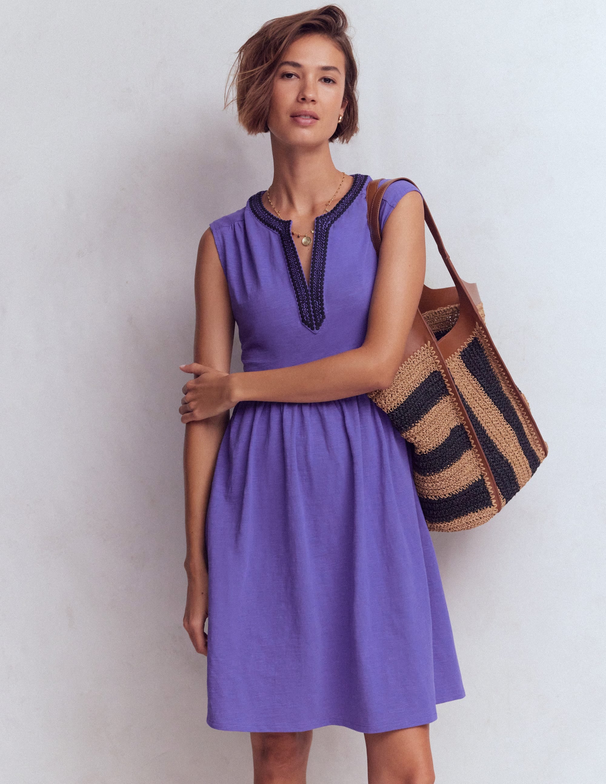 May Embroidered Short Dress-Han Purple - Image 5