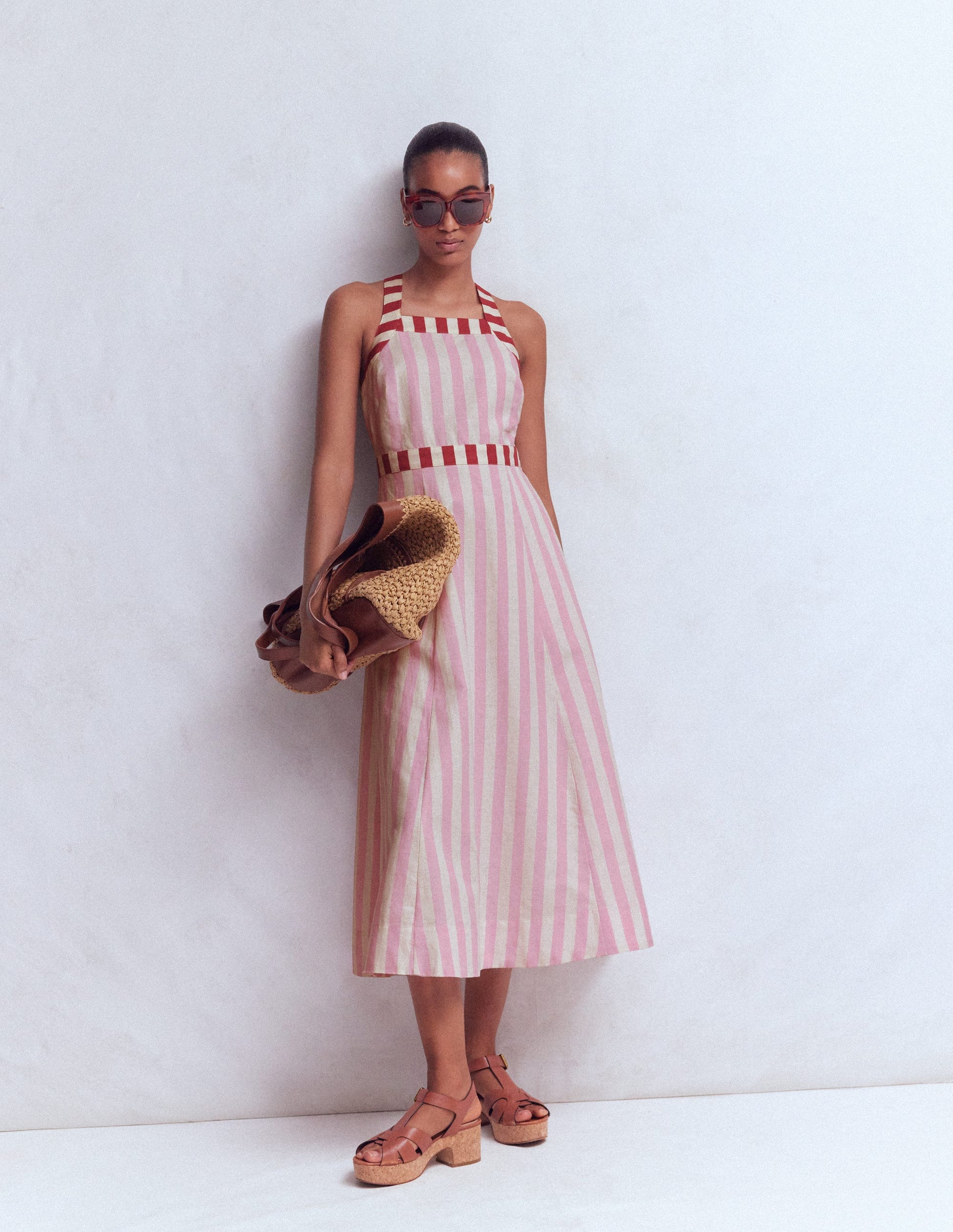 boden strappy linen midi dress BODEN Strapless Linen Midi Dress