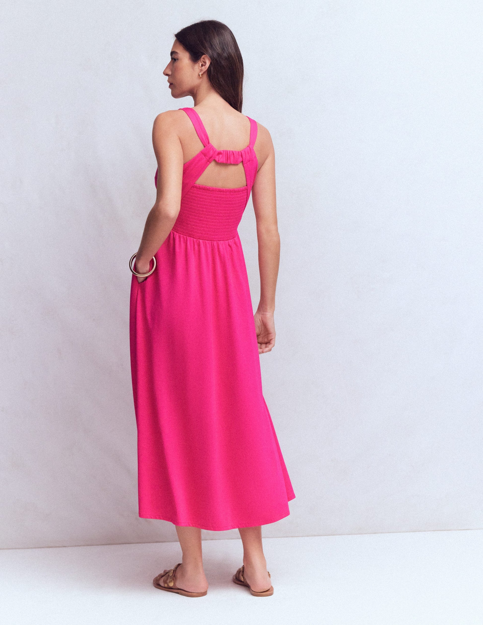 Saoirse Smocked Jersey Dress-Bright Pink | Boden USA Saoirse Smocked Jersey Dress-Bright Pink | Boden USA