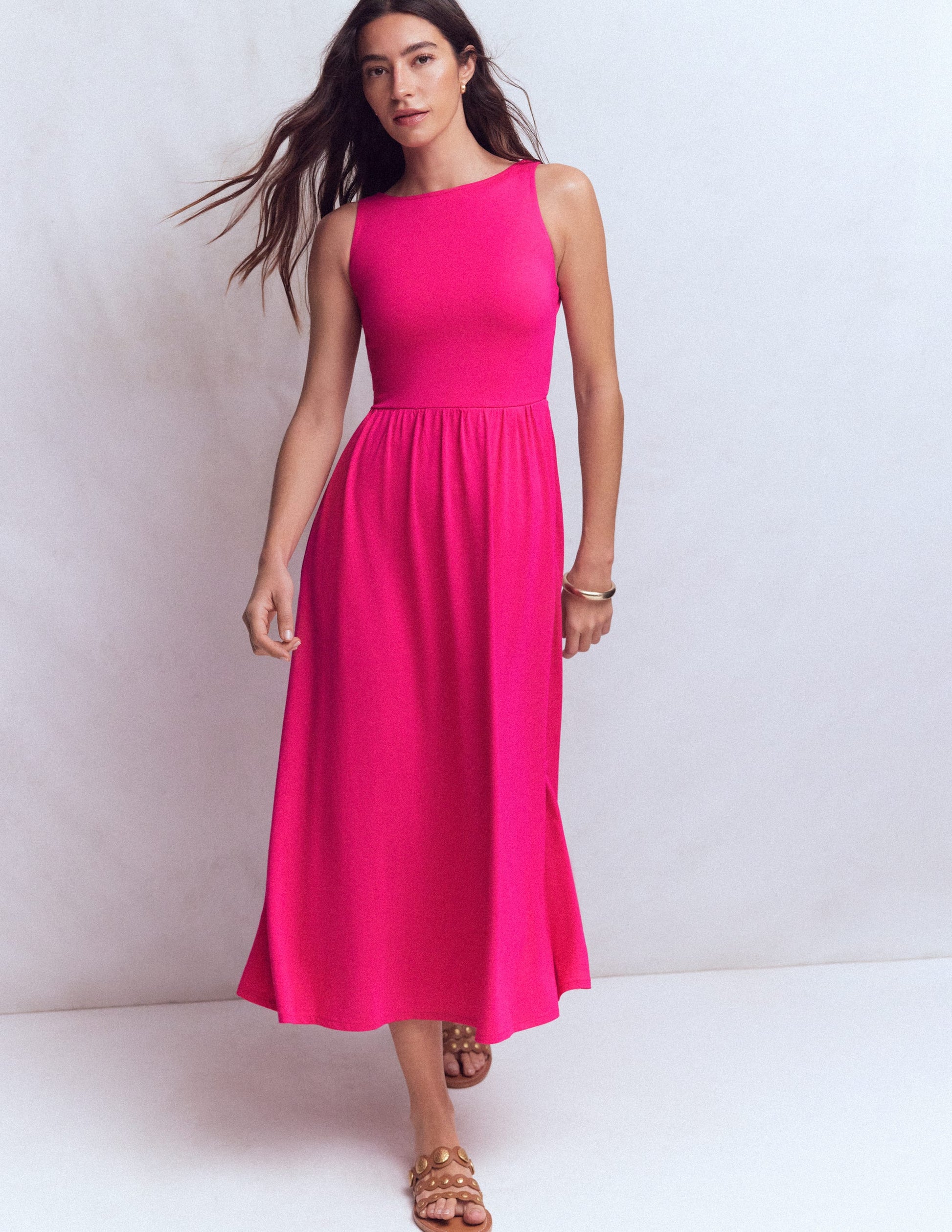 Saoirse Smocked Jersey Dress-Bright Pink | Boden USA Saoirse Smocked Jersey Dress-Bright Pink | Boden USA
