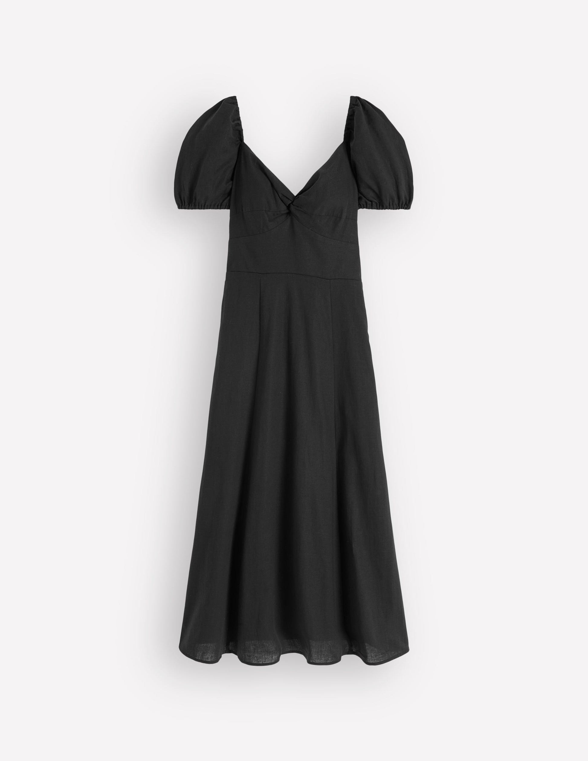 Boden Women's Twist Front Linen Blend Dress in Black | Size 4 Boden Women's Twist Front Linen Blend Dress in Black | Size 4