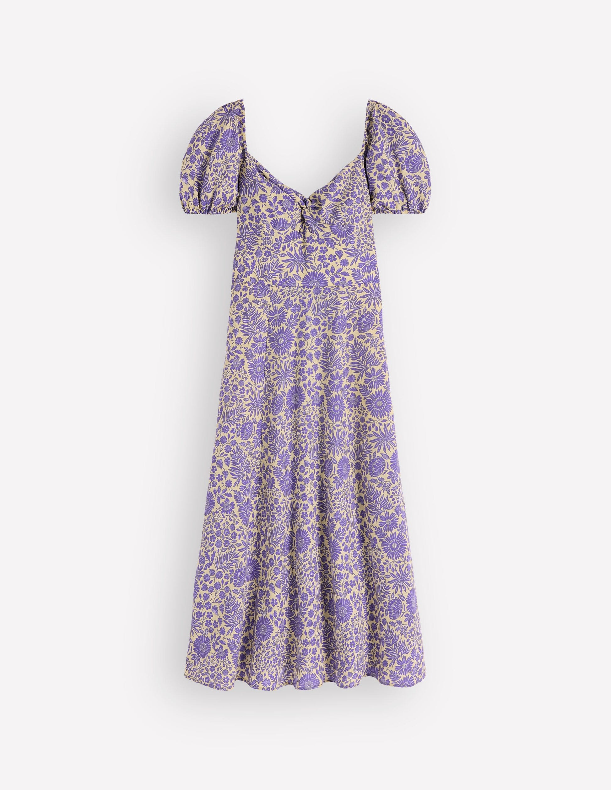 Twist Front Linen Blend Dress-Han Purple, Flowered Bloom-9