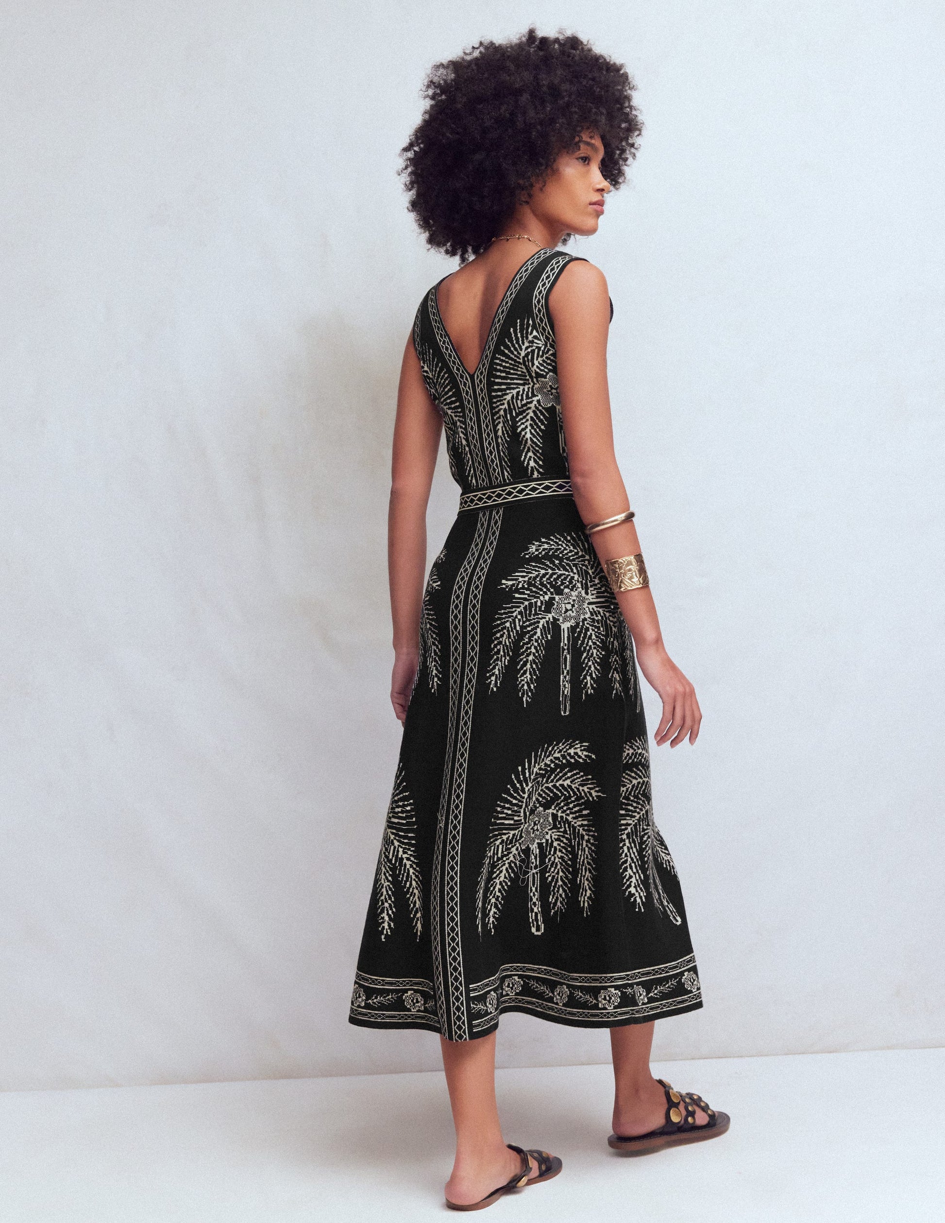 Boden Women's V Neck Jacquard Dress in Black | Size 16/18 Boden Women's V Neck Jacquard Dress in Black | Size 16/18